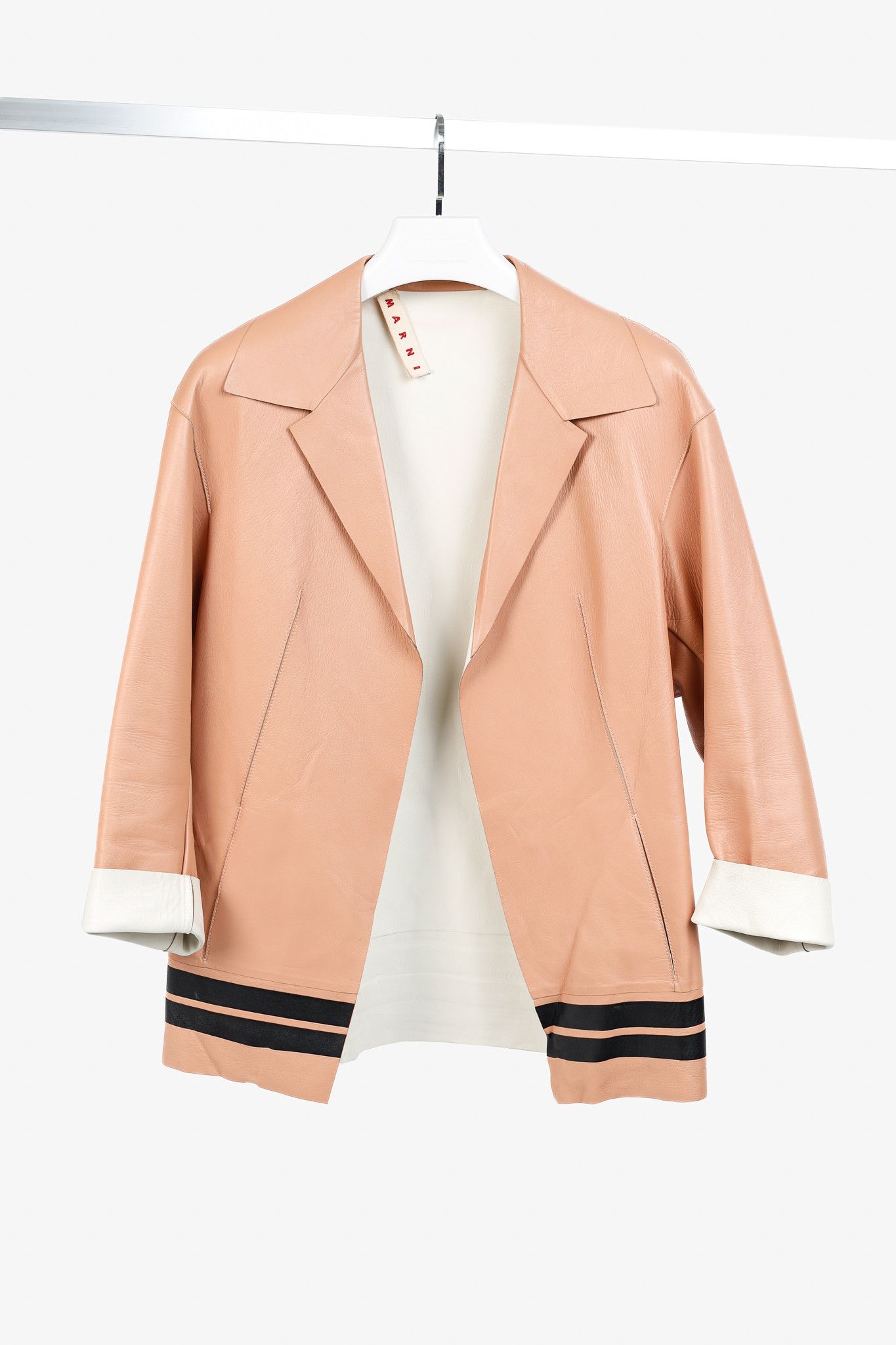 Marni Marni R/15 Peach Leather Tulip-Print Jacket Size S / US 4 / IT 40 - 1 Thumbnail