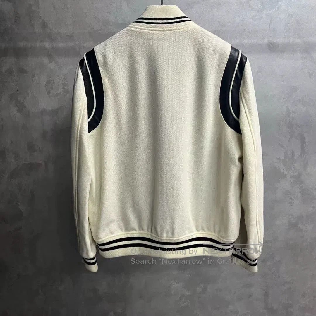 Saint Laurent Paris white striped long sleeve baseball jacket. Size US M / EU 48-50 / 2 - 2 Thumbnail