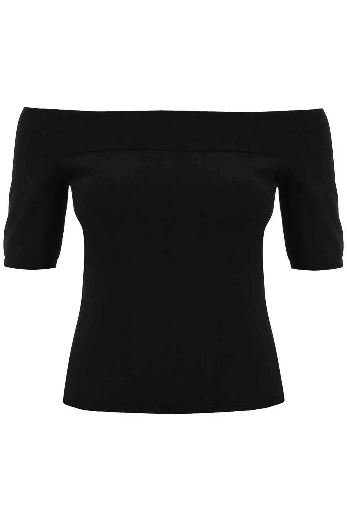 image of Alexander Mcqueen O1S22I1N1123 Knitted Off-Shoulder Top In Black, Women's (Size Small)