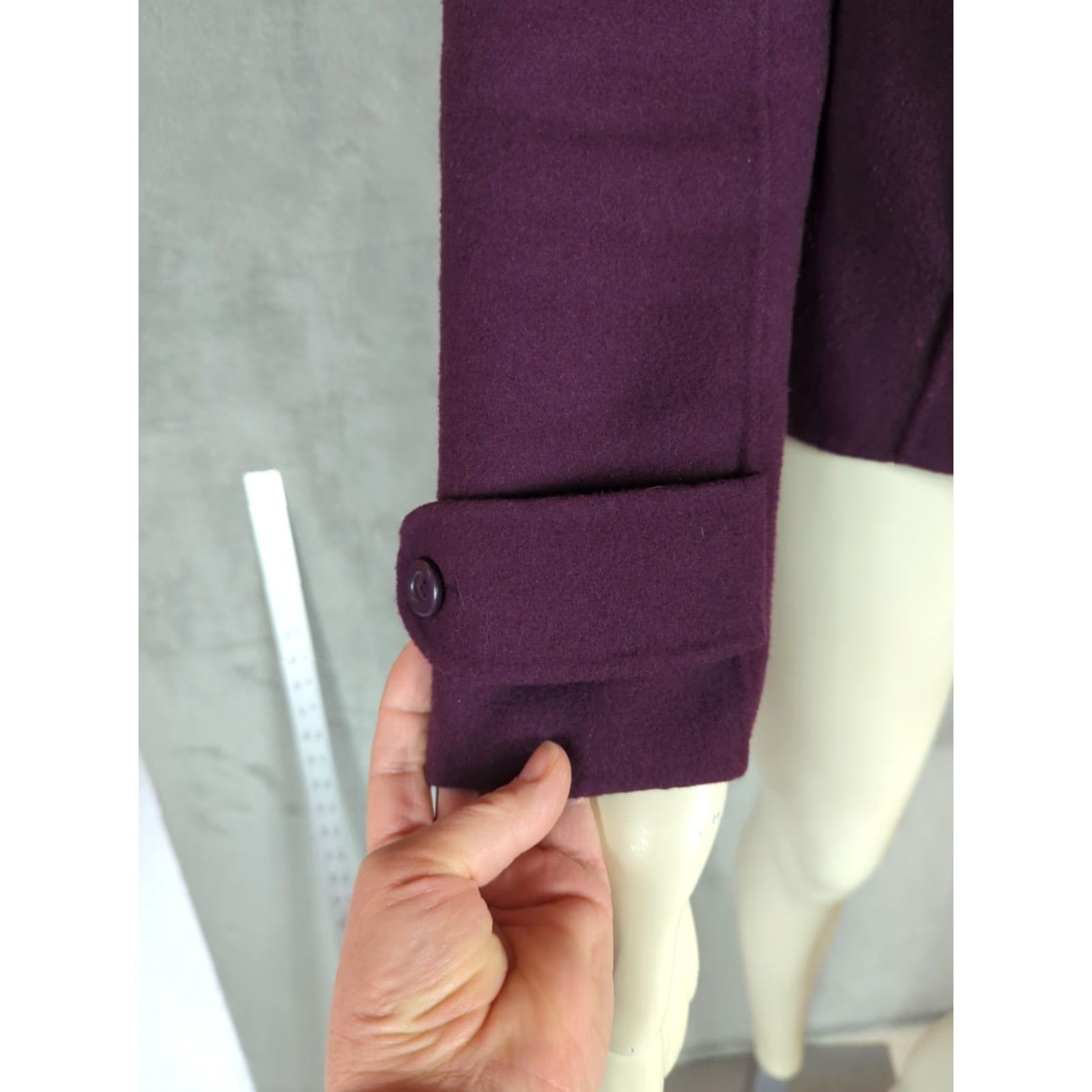 Nautica Womens Pea Coat Jacket Wool Short Size M Eggplant Purple Pockets Cambridge Dry Goods Regular Long Sleeve Button Front Casual Business Travel Size 32" / US 10 / IT 46 - 3 Thumbnail