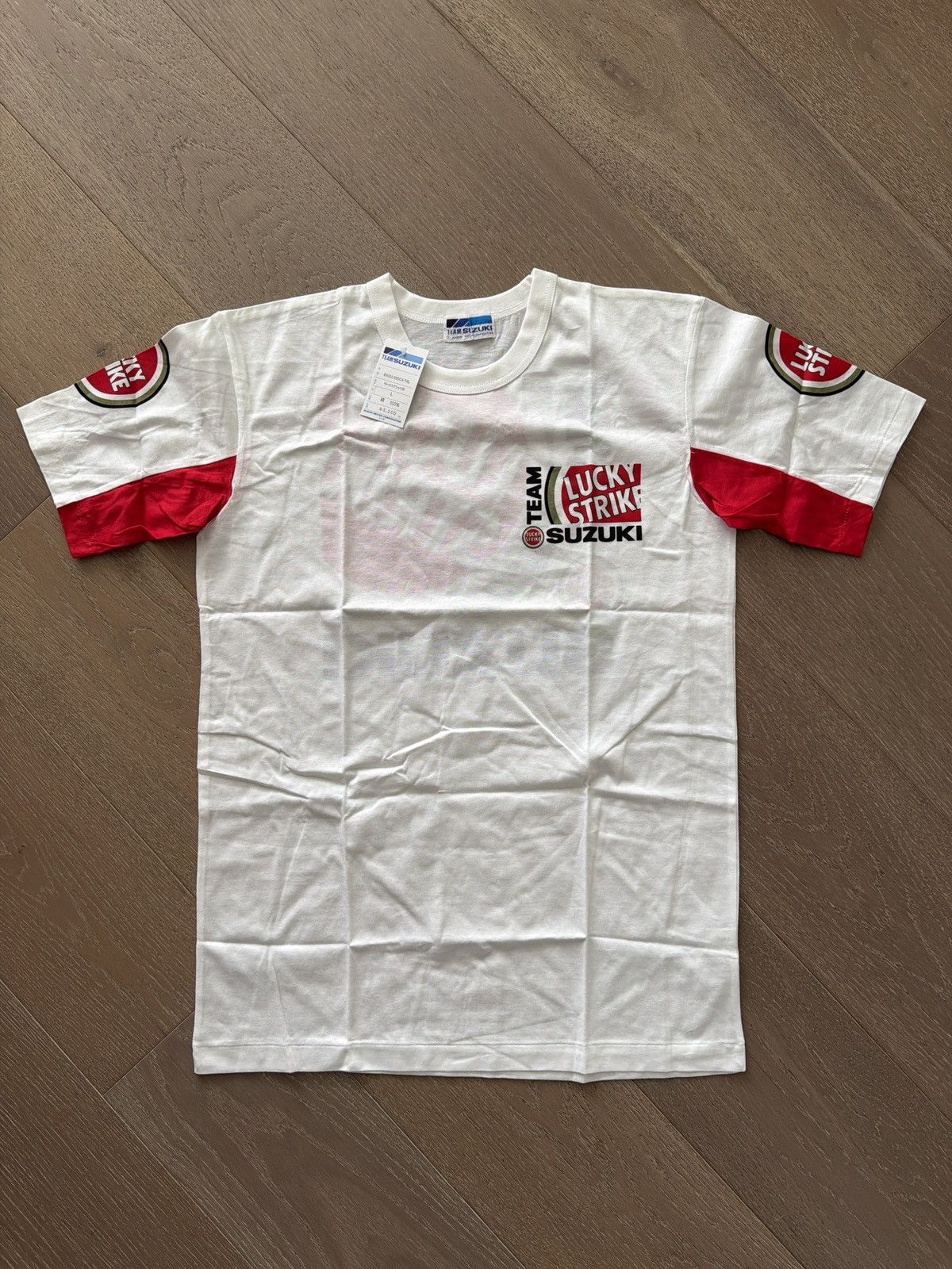 Vintage Vintage 90s Lucky Strike x Team Suzuki Promo Race Tee Shirt Size US L / EU 52-54 / 3 - 3 Thumbnail