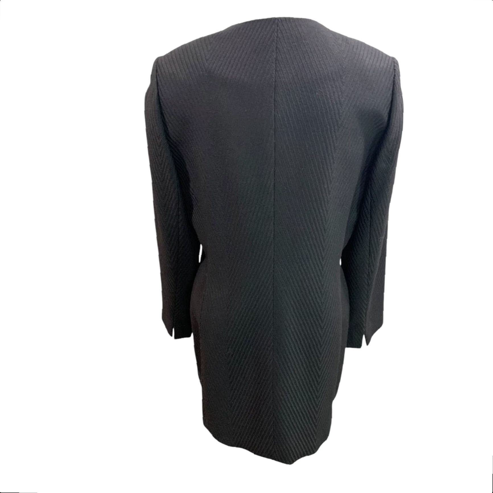 Ellen Tracy VINTAGE Linda Allard Ellen Tracy Womens Jacket Black Ribbed Wool Blend Size 14 Plus - Jacket Womens Black Ribbed 14 Linda Allard Ellen Tracy Size XL / US 12-14 / IT 48-50 - 6 Thumbnail