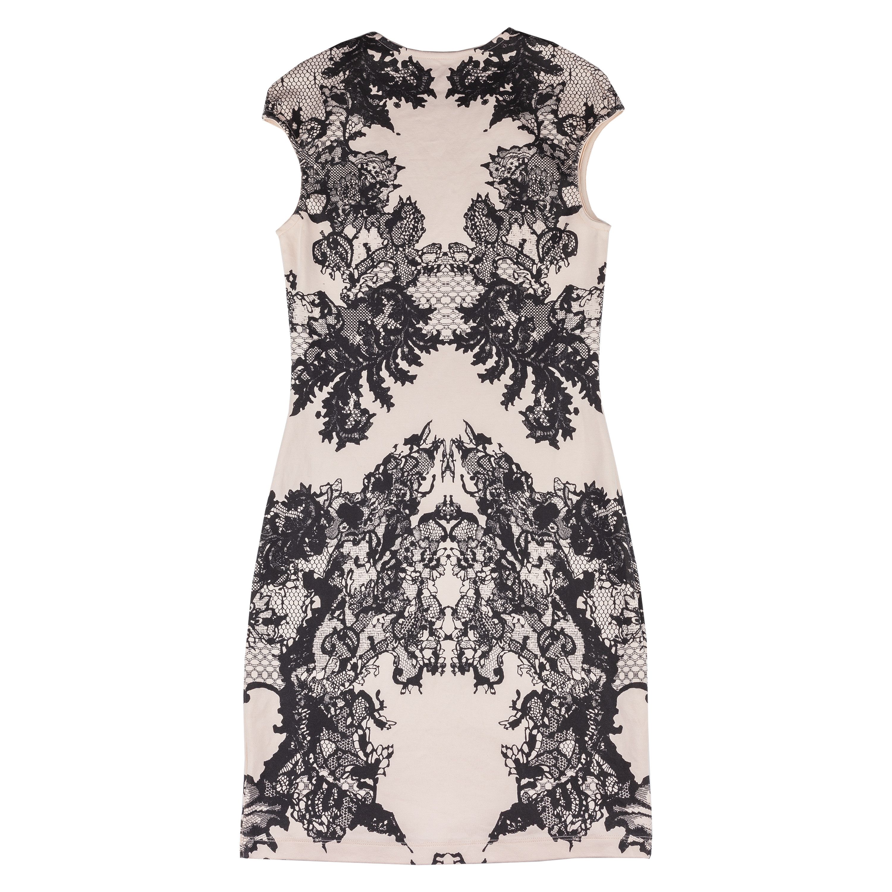 McQ Alexander McQueen McQ By Alexander McQueen Peach Lace Print Bodycon Dress Size S / US 4 / IT 40 - 3 Thumbnail