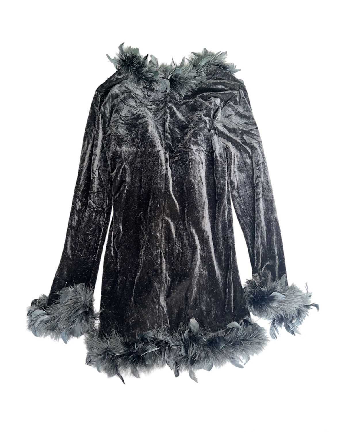 Ann Demeulemeester RARE velvet feather trim cardigan 🪶 Size M / US 6-8 / IT 42-44 - 2 Thumbnail