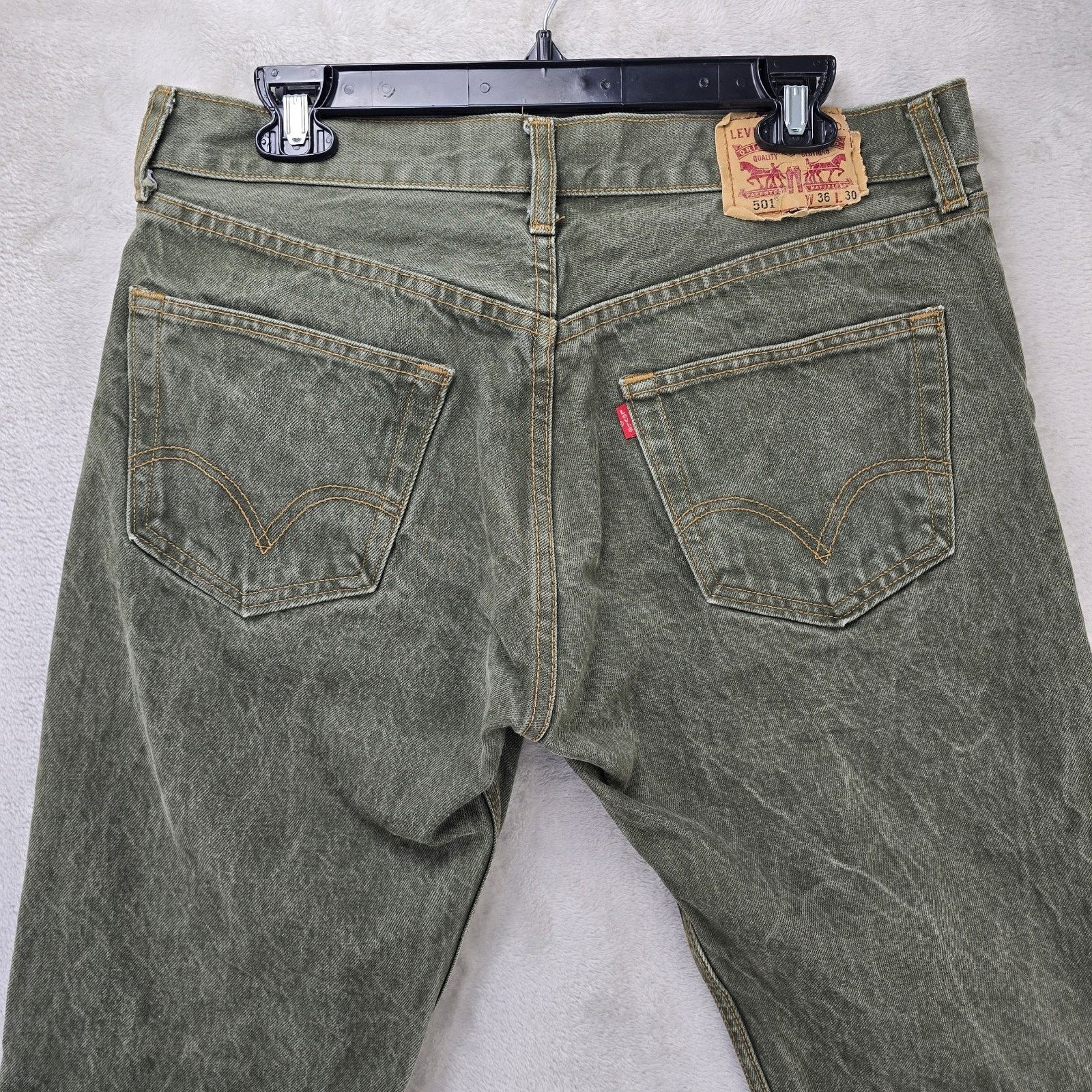 Levi's Vtg Levis 501 Jeans Mens 36x30 (Fits 34x28) Green Y2K USA Size US 34 / EU 50 - 8 Thumbnail