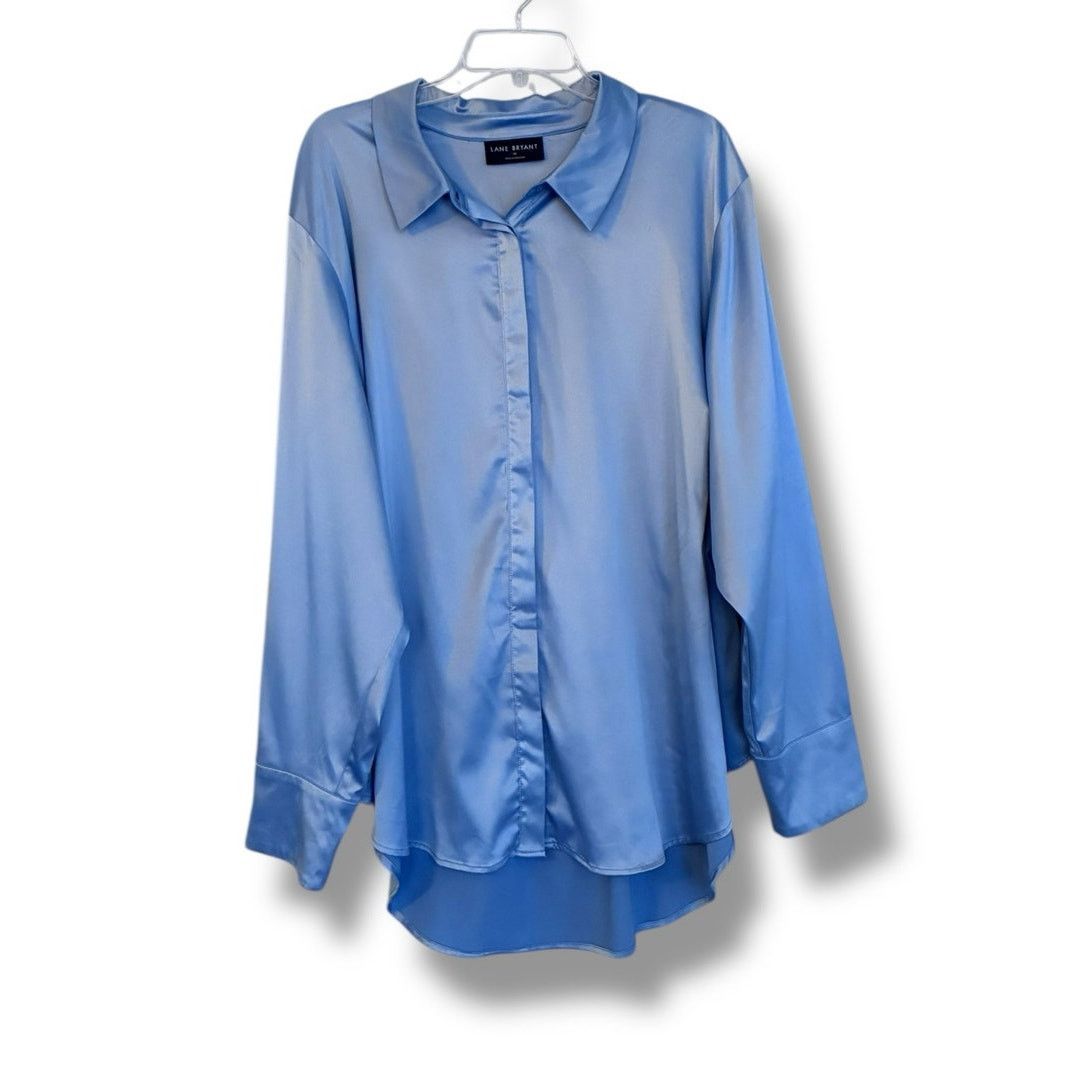 Other Lane Bryant collared button-down blue satin shirt Size 4XL / US 24-26 - 3 Thumbnail