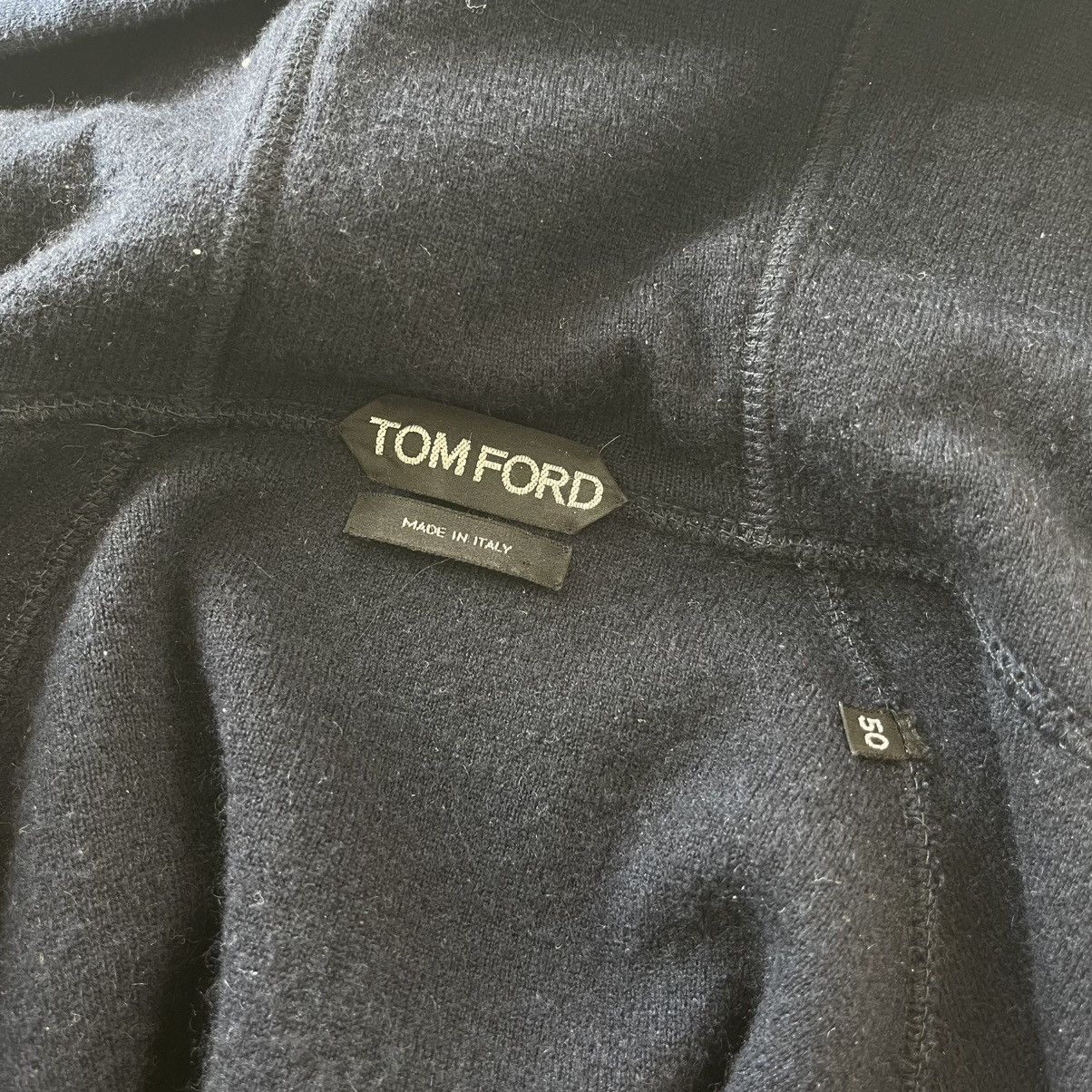 Tom Ford TOM FORD Leather Trimmed Cashmere Cotton Blend Zip Up Hoodie Size US M / EU 48-50 / 2 - 6 Thumbnail