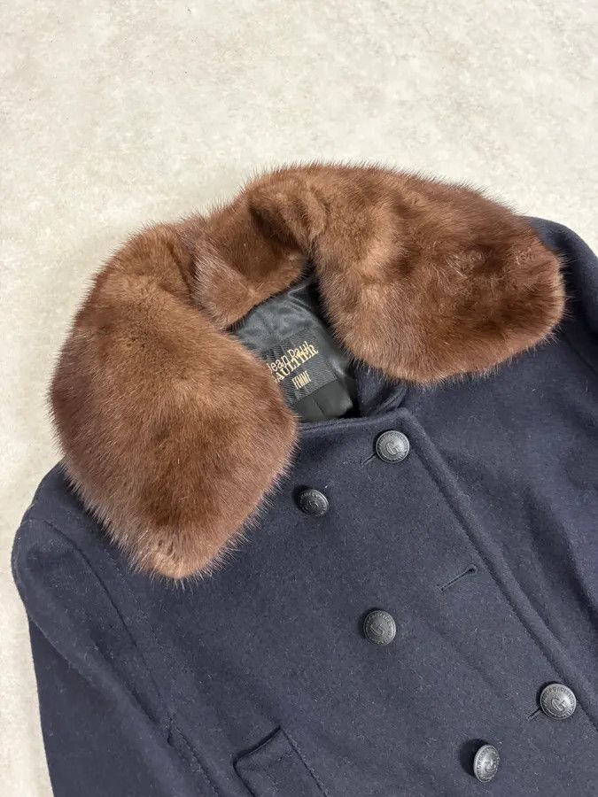 Jean Paul Gaultier 2000s Jean Paul Gaultier Navy Wool Leather Cuff Blazer Size 40R - 5 Thumbnail