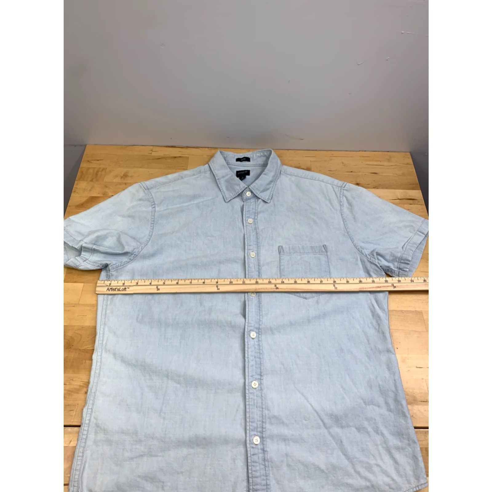 J.Crew J. Crew Linen Blend Button-Up Shirt Men L Blue Slim Short Sleeve Casual Shirt Size US L / EU 52-54 / 3 - 5 Thumbnail