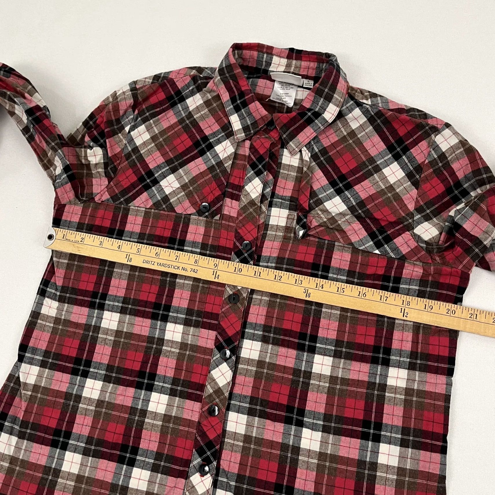 VINTAGE? No — Finley Button Up Shirt Womens Large Lucinda Trench Plaid Flannel Blouse