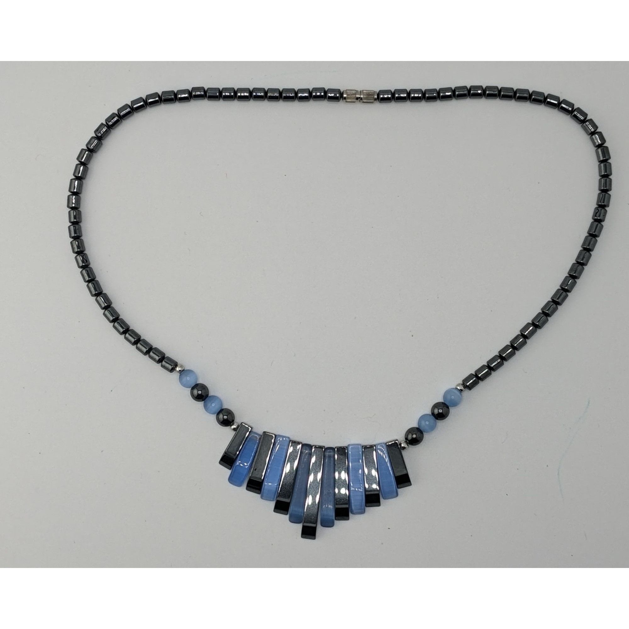 Other Blue And Black Hematite And Cateye Glass Beaded Statement Ne Size ONE SIZE - 5 Thumbnail