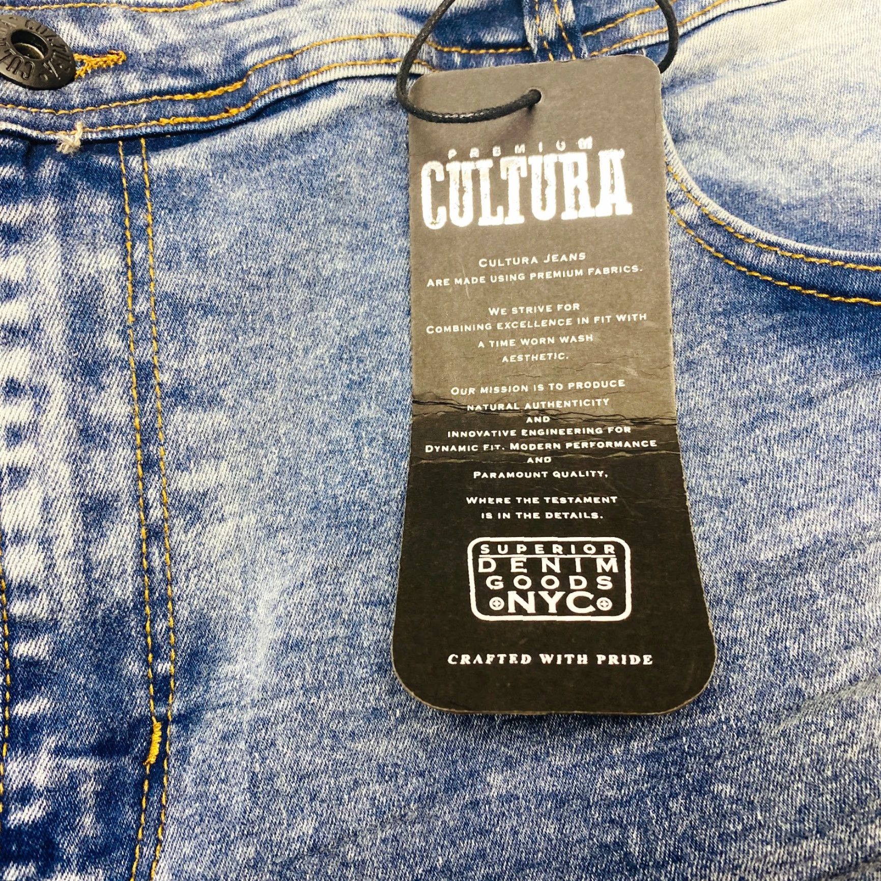 Vintage Cultura Jeans Men's 48x32 Blue Light Wash Straight Whiskers Stretch NWT 7775 Size US 32 / EU 48 - 6 Thumbnail