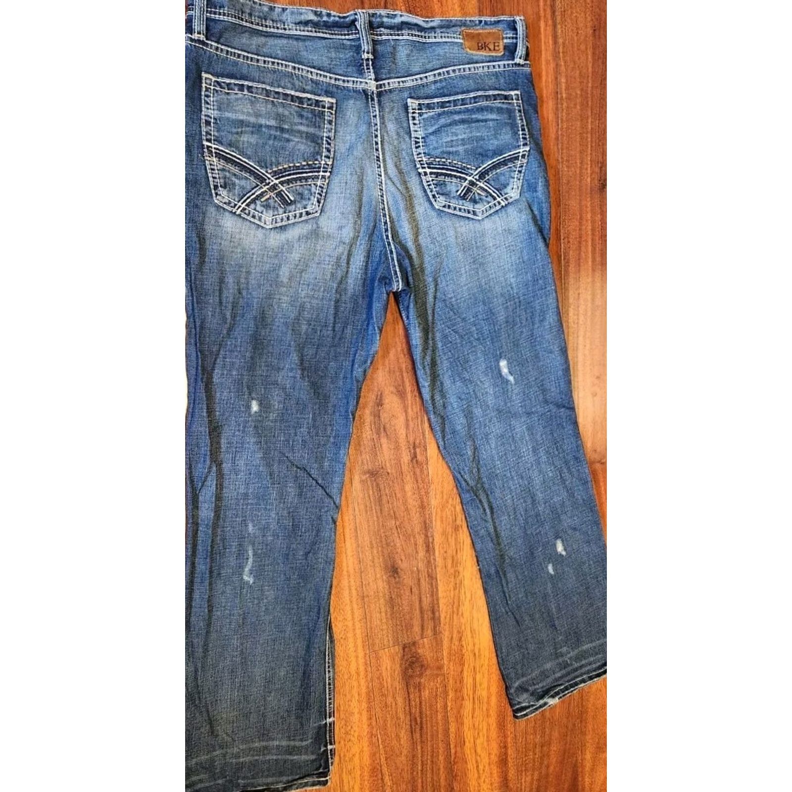 Vintage BKE Tyler Jeans Men's 38x32 Mid-Rise Straight Denim 100% Cotton Blue Regular Buckle Jeans Shirt? Size US 38 / EU 54 - 3 Thumbnail