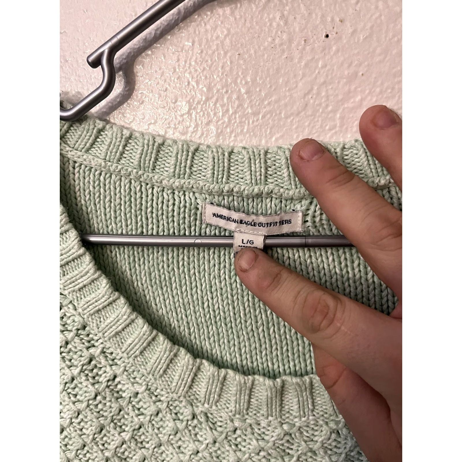 American Eagle Outfitters American Eagle Outfitters Women's Large Green Knit Sweater Off Shoulder Style Pullover 3/4 Sleeve Casual Adult Womens Size L / US 10 / IT 46 - 2 Thumbnail
