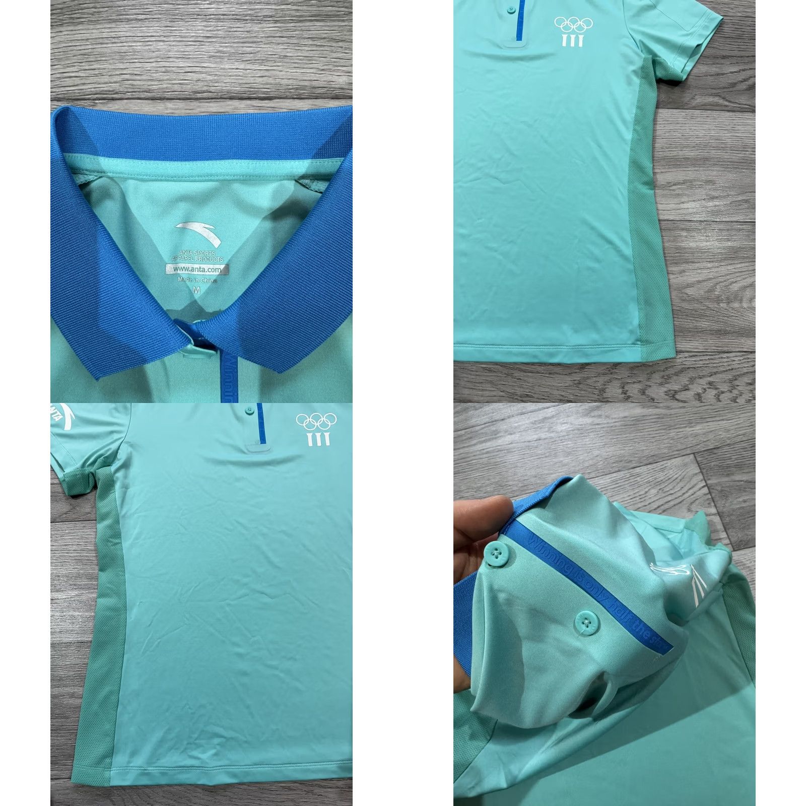 Vintage Anta Olympic Games Tech Polo Shirt Women’s M Tiffany Size M / US 6-8 / IT 42-44 - 8 Thumbnail