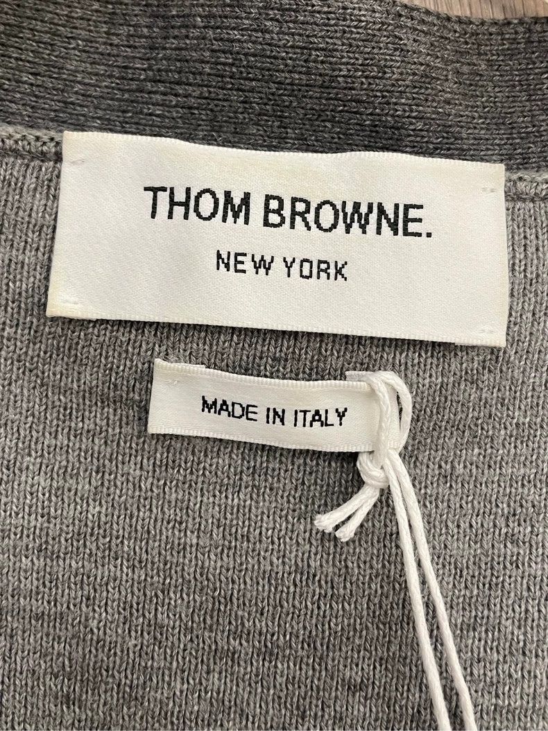 Thom Browne Thom Browne Gray color block four-striped knitted cardigan Size S / US 4 / IT 40 - 5 Thumbnail