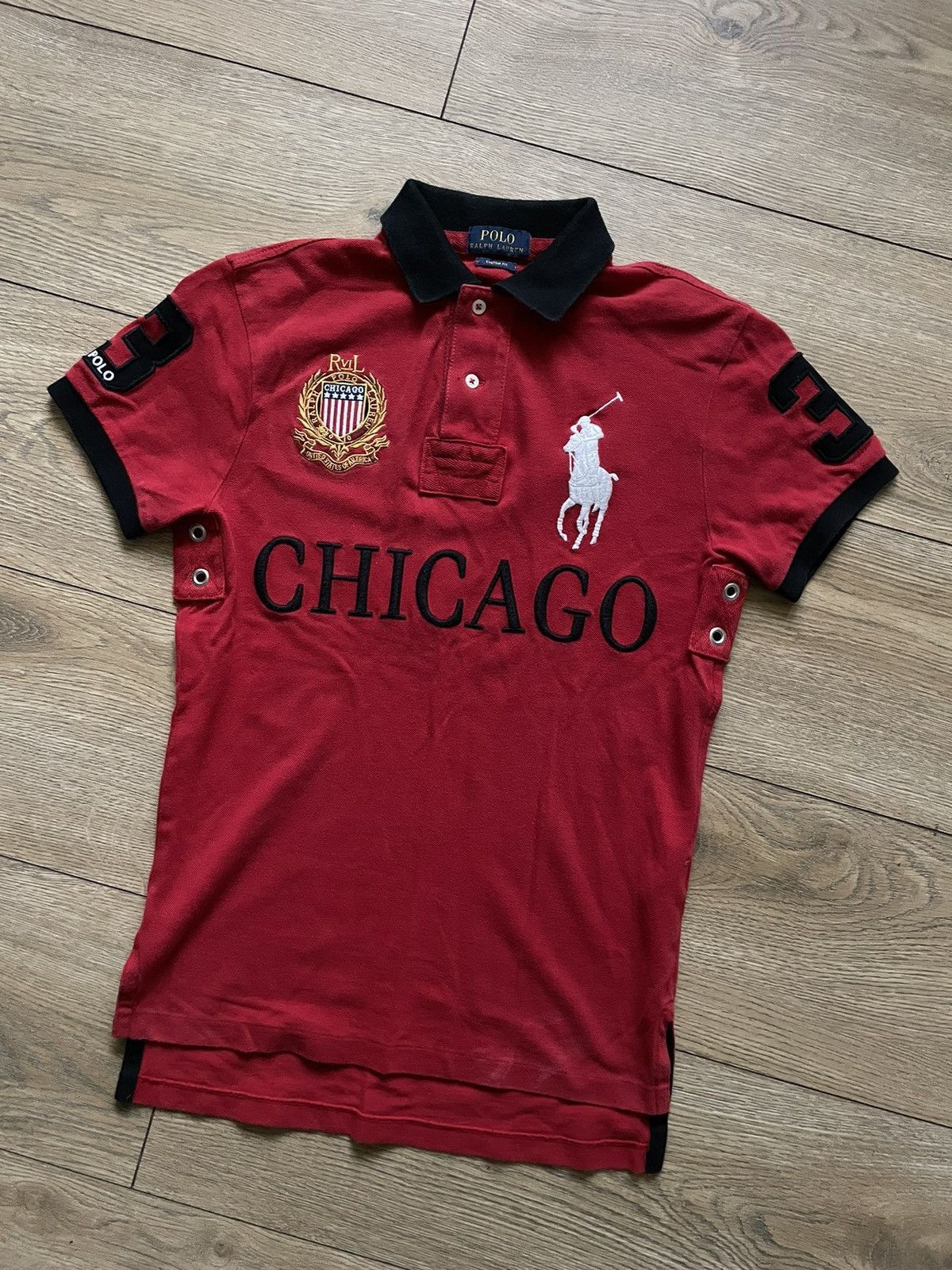 Pre-owned Polo Ralph Lauren X Ralph Lauren Chicago Polo Team Usa Ralph Laurent Horse Big Number 3 In Red