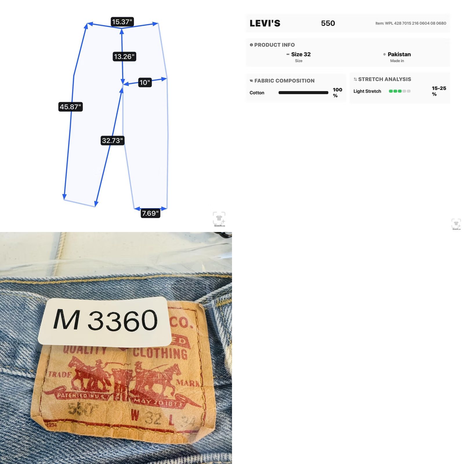Levi's VINTAGE Levi's 550 Jeans Mens 32x33 Blue Light Wash Relaxed Tapered Denim - Levi's 550 Jeans - 90s, Logo, USA Size US 32 / EU 48 - 9 Thumbnail