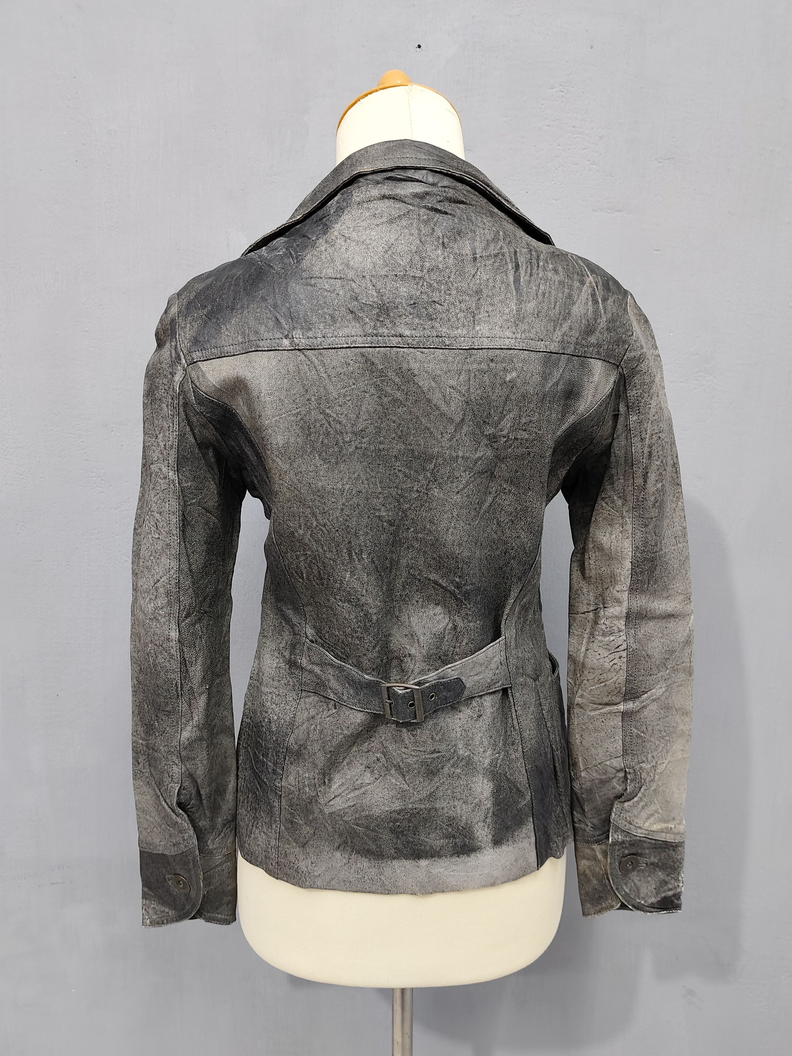 If Six Was Nine 00s BAD Super-Grunge Distressed Washed Leather Jacket Size M / US 6-8 / IT 42-44 - 5 Thumbnail