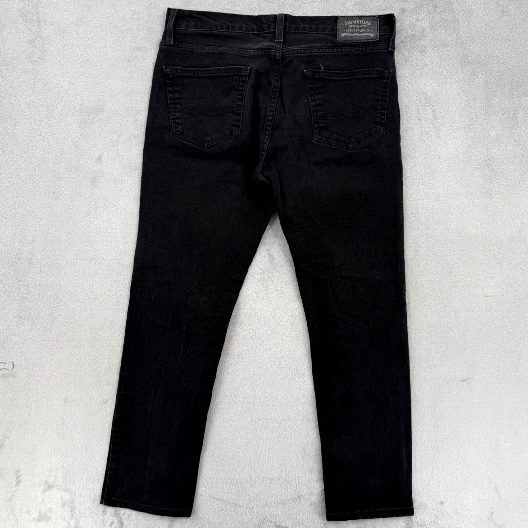 Vintage Signature Levi Strauss Skinny Jeans Mens Black Denim Mid Rise Size W 33 L30 Size 24" / US 00 / IT 34 - 7 Thumbnail