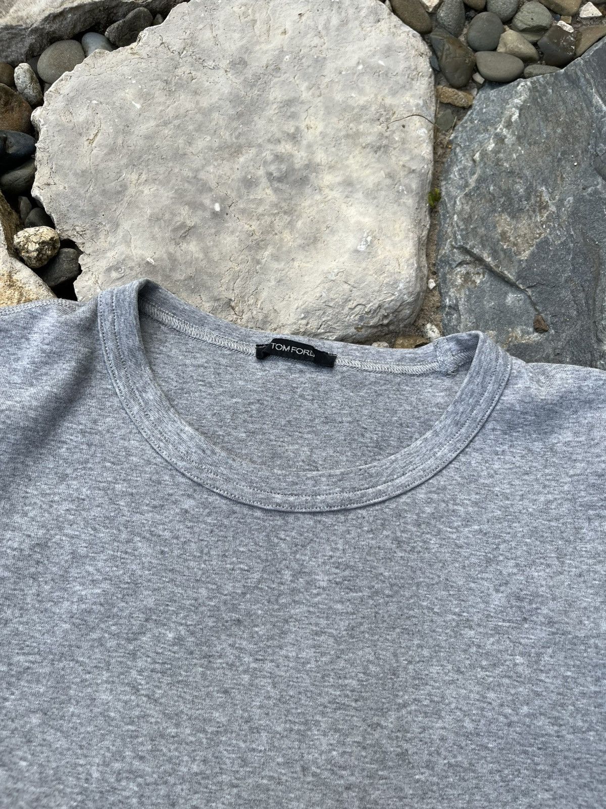 Designer × Tom Ford Tom Ford basic grey stretchy t-shirt tee crewneck slim fit Size US L / EU 52-54 / 3 - 8 Thumbnail