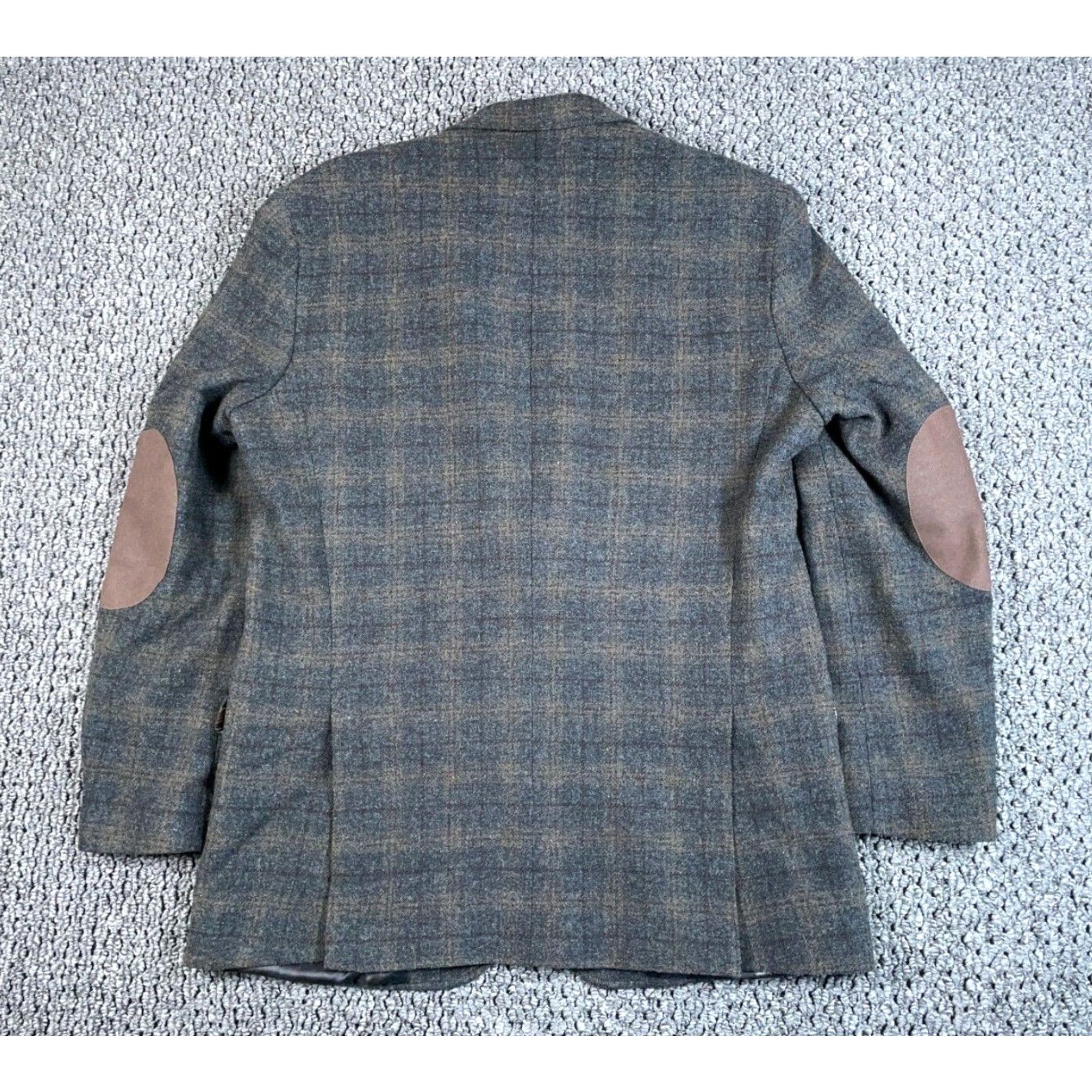 Joseph Abboud VINTAGE Joseph Abboud Glen Plaid Blazer Jacket Mens 44 Long Brown Elbow Patches Slim Size 44R - 2 Thumbnail