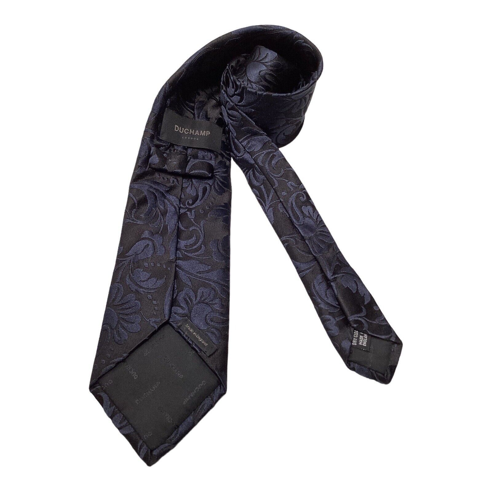 Duchamp DUCHAMP Black Navy Flower Print Luxury Silk Tie Made In Engl Size ONE SIZE - 2 Thumbnail