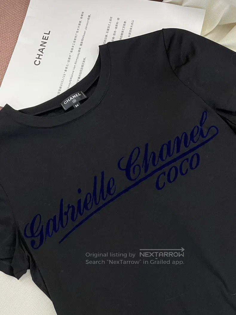 Chanel Chanel Black letter T-shirt with short sleeves Size XXS / US 00 / IT 34 - 2 Thumbnail