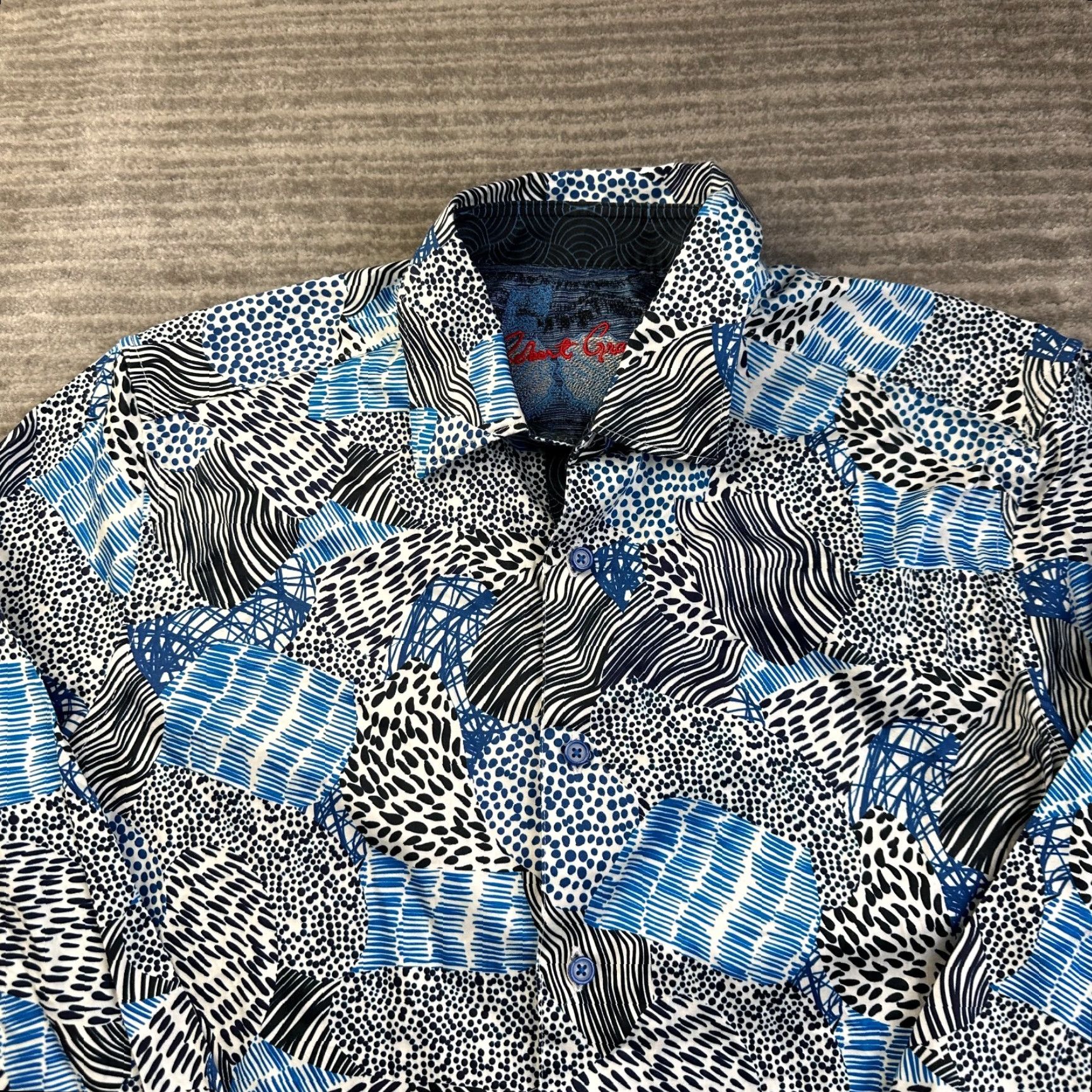 Robert Graham Robert Graham Shirt Mens M Blue Hurricane Flip Cuff Button Up Casual Geometric Pattern Size US M / EU 48-50 / 2 - 4 Thumbnail