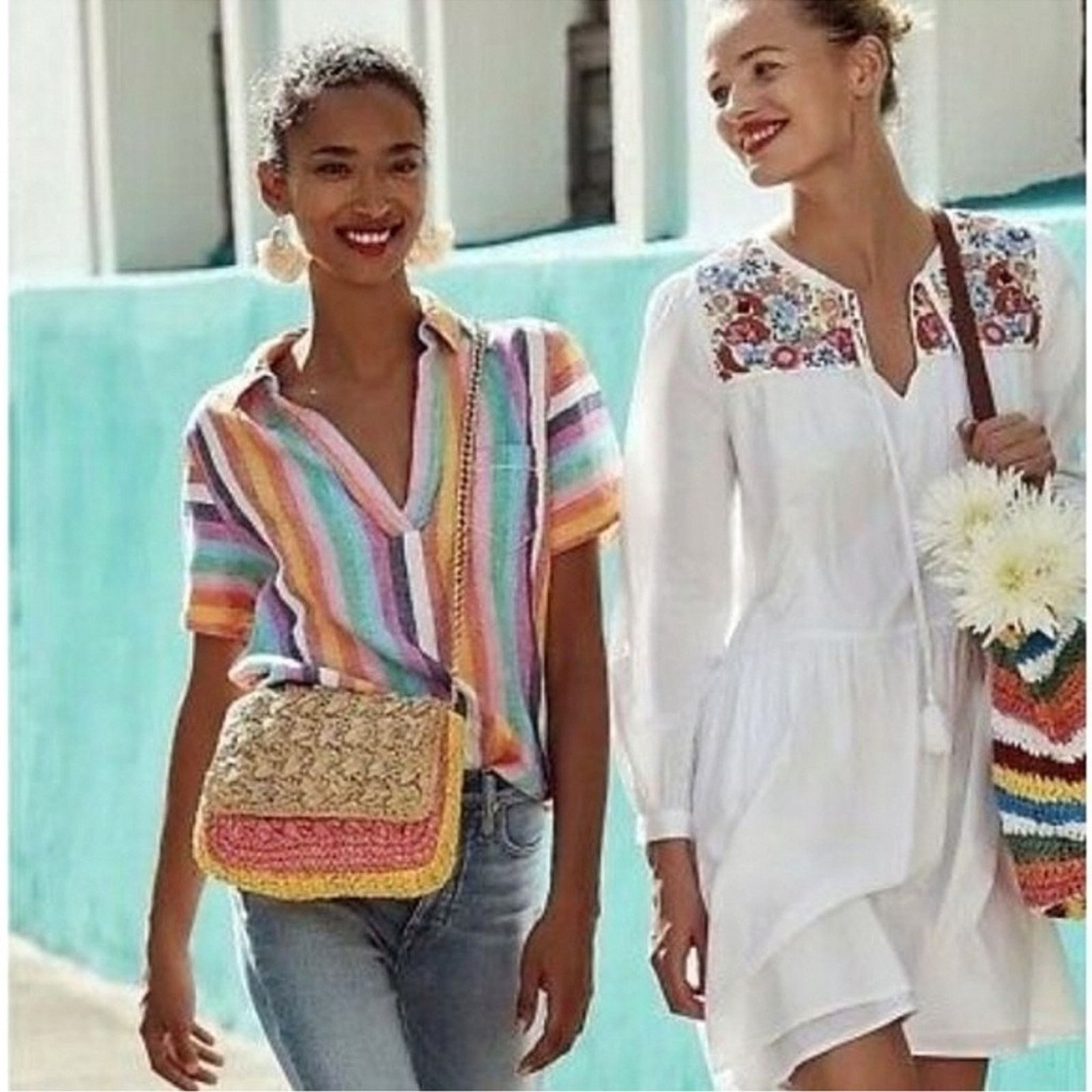 J.Crew J. Crew Farmer's Market Floral Embroidery Tunic Dress Size S / US 4 / IT 40 - 2 Thumbnail