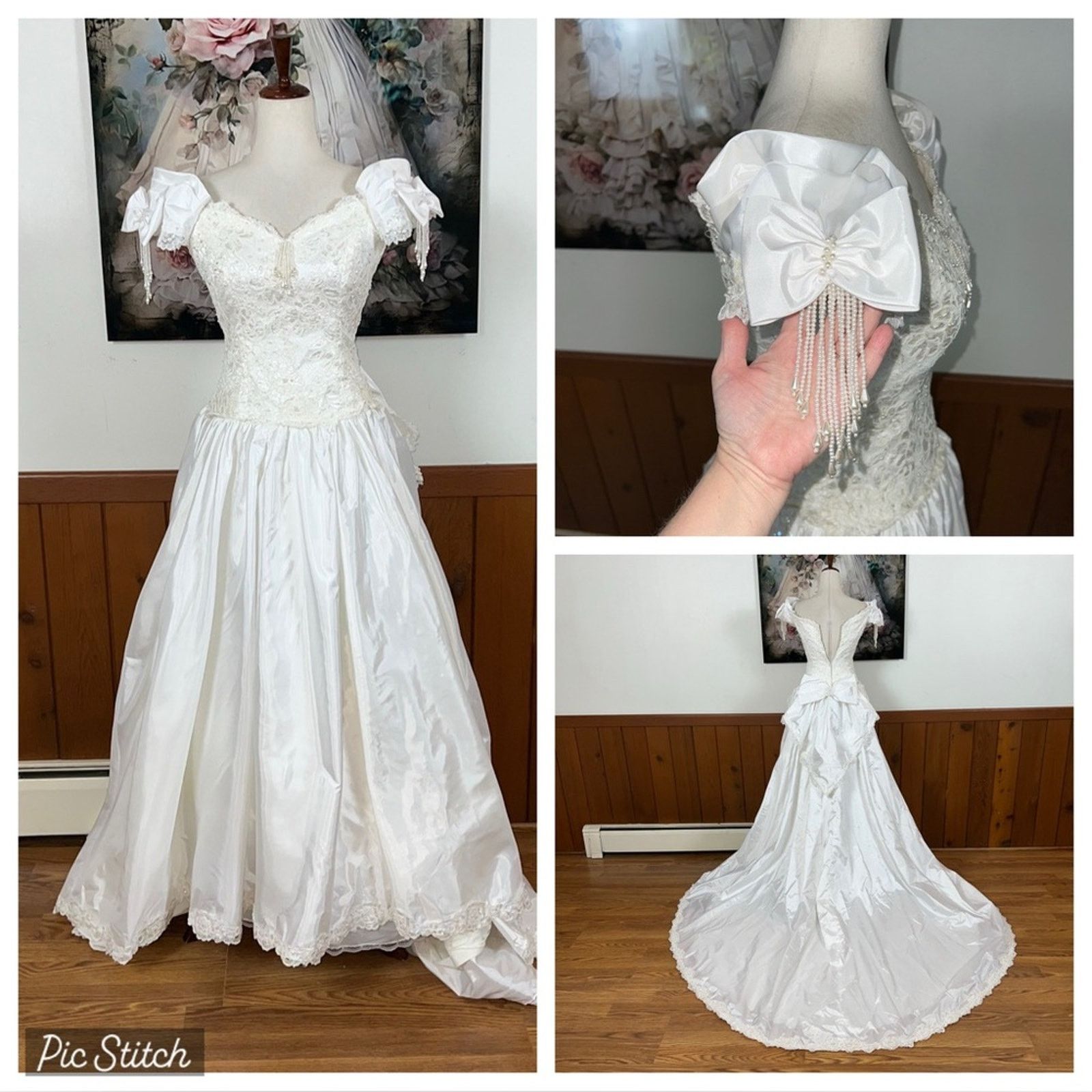 Gorgeous Vintage 1980s Taffeta Wedding Gown!