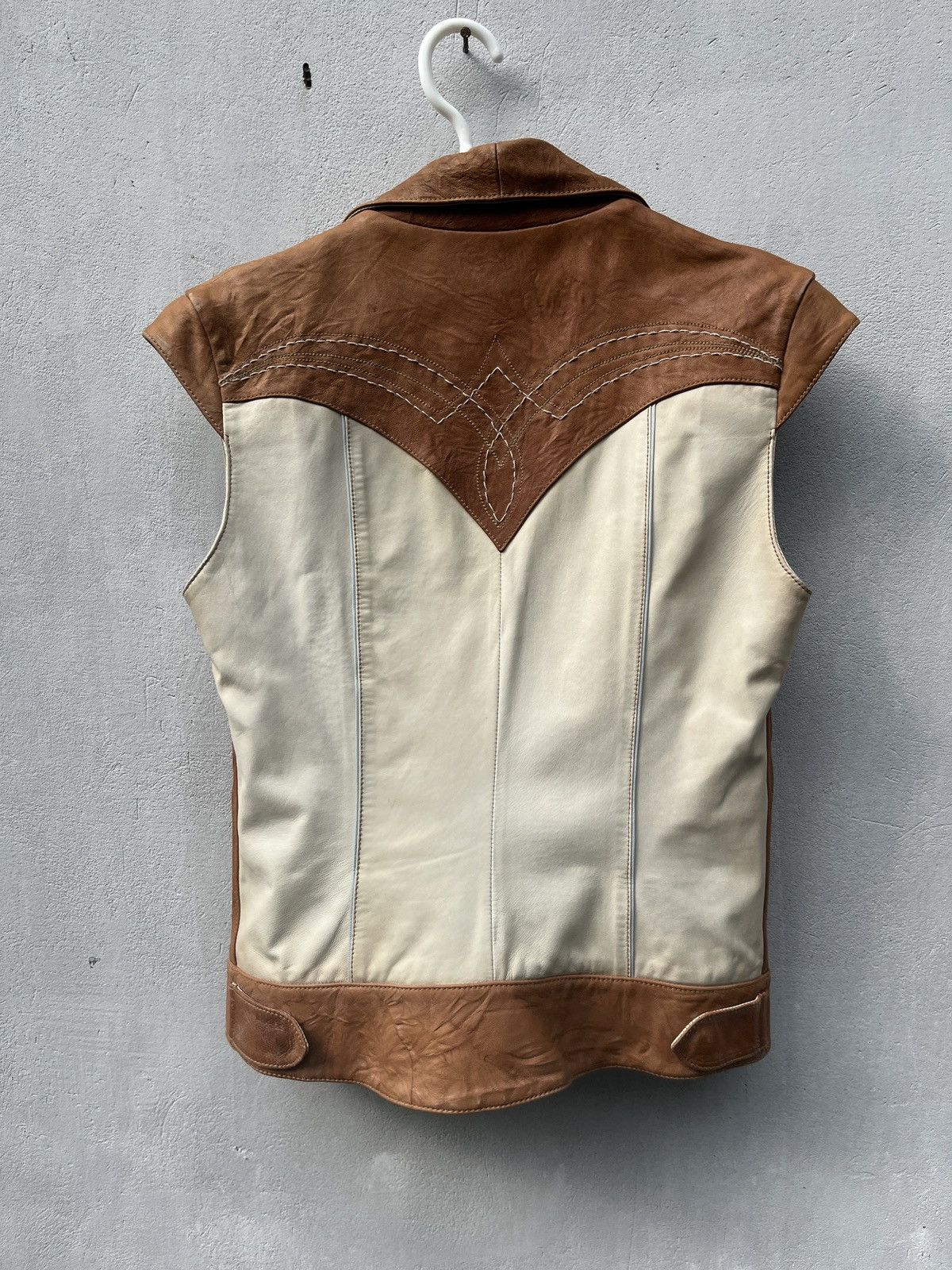 Leather Vintage Suede Skin Vest Real Leather JSB Y2K 90s Moto Japan Size M / US 6-8 / IT 42-44 - 3 Thumbnail