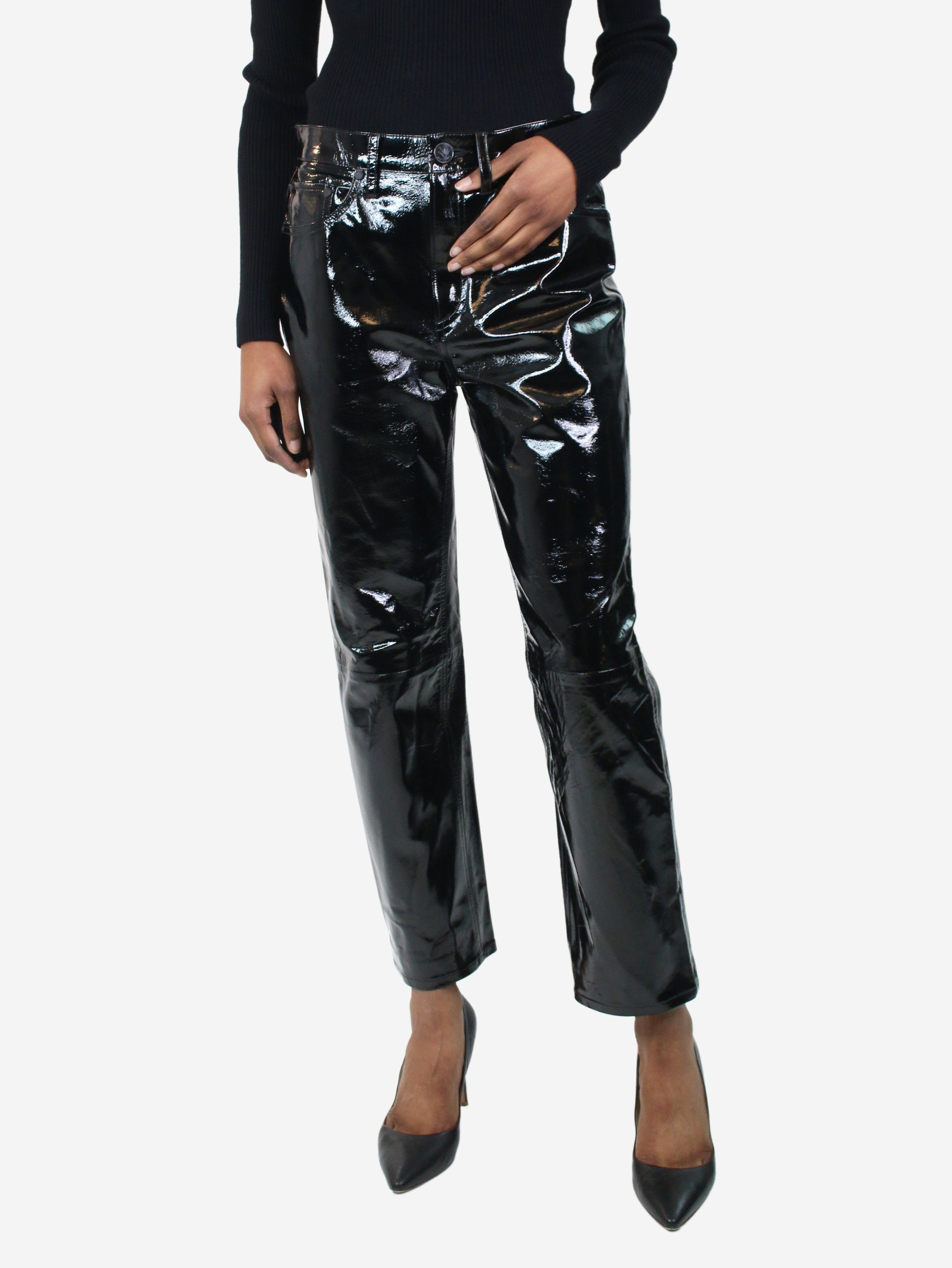 Rag Bone Black patent straight leg trousers size W26 Grailed
