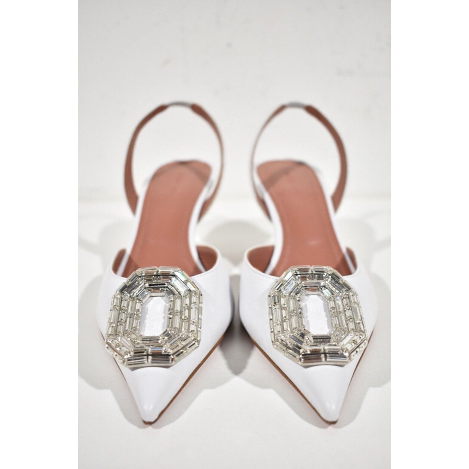 Amina Muaddi Camelia Sling 60 Leather Crystal Slingback Low Heel Pump 40 Size US 10 / IT 40 - 5 Thumbnail
