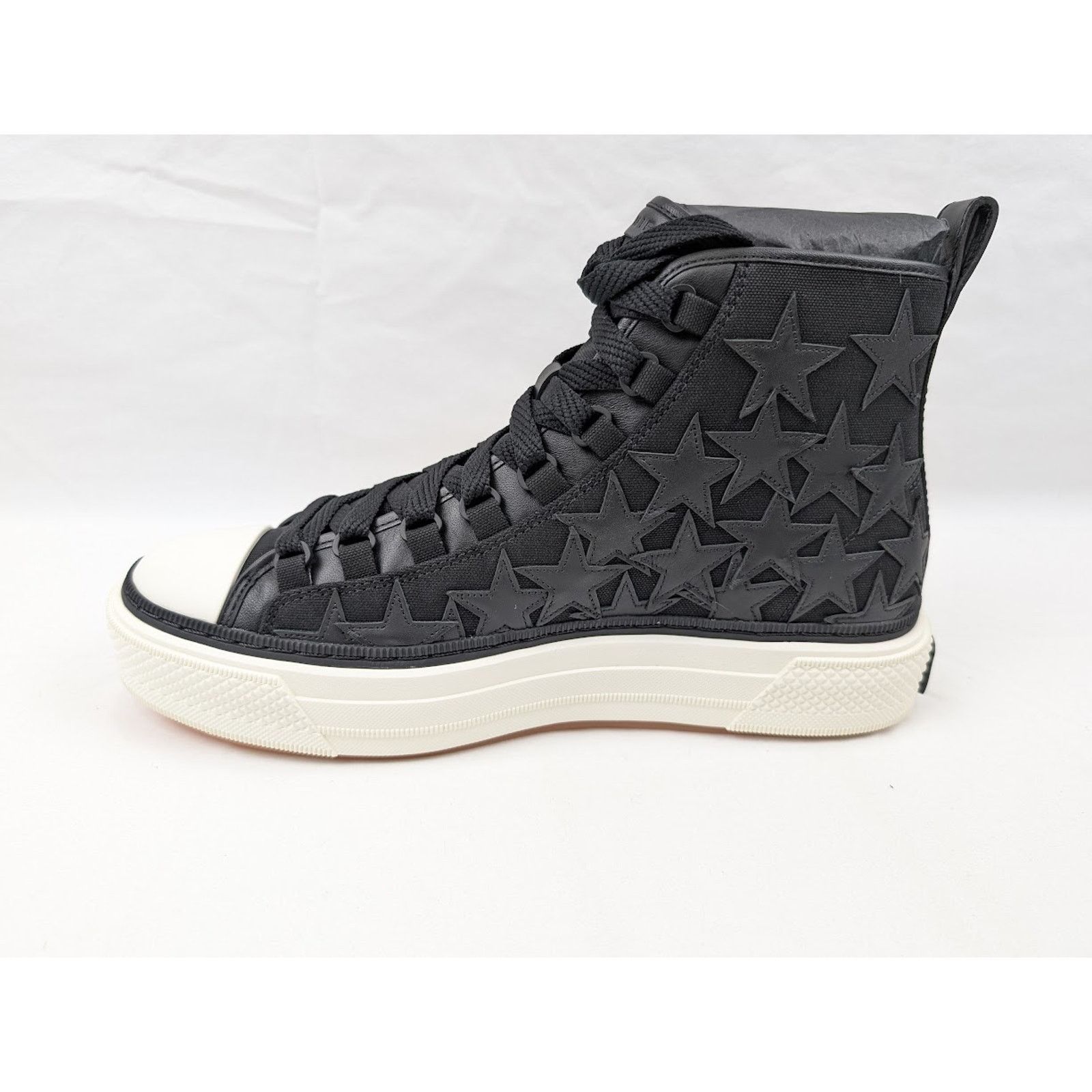 Amiri o1rshd1 Stars Court Hi-Top Sneakers in Black/White Size US 14 / EU 47 - 9 Thumbnail