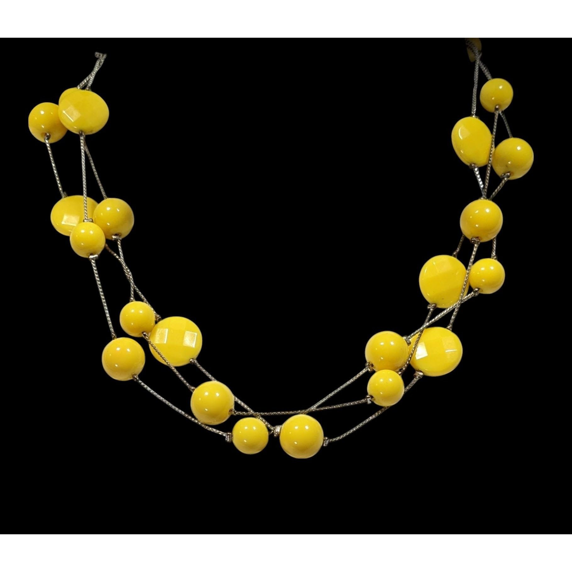 Other Funky Yellow Beaded Silver Chain Floating Necklace Size ONE SIZE - 4 Thumbnail