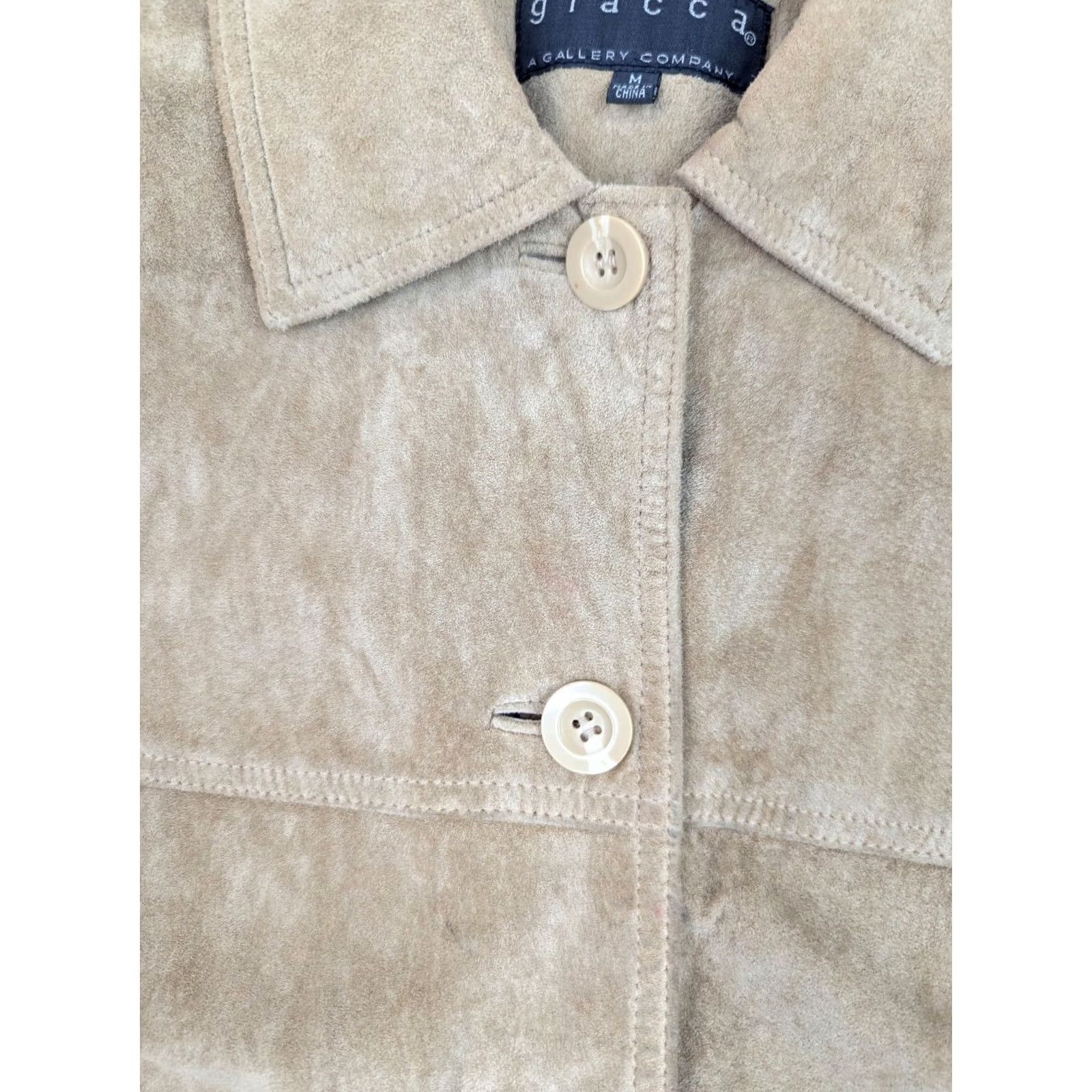 Vintage Vtg Giacca Suede Leather Lined Button Jacket Women M Beige Long Field Coat Size M / US 6-8 / IT 42-44 - 3 Thumbnail