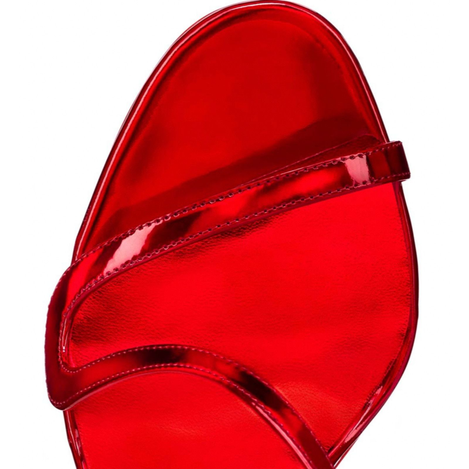 Christian Louboutin Rosalie 100 Red Patent PVC Ankle Strap Sandal Heel Pump 38.5 Size US 8.5 / IT 38.5 - 6 Thumbnail