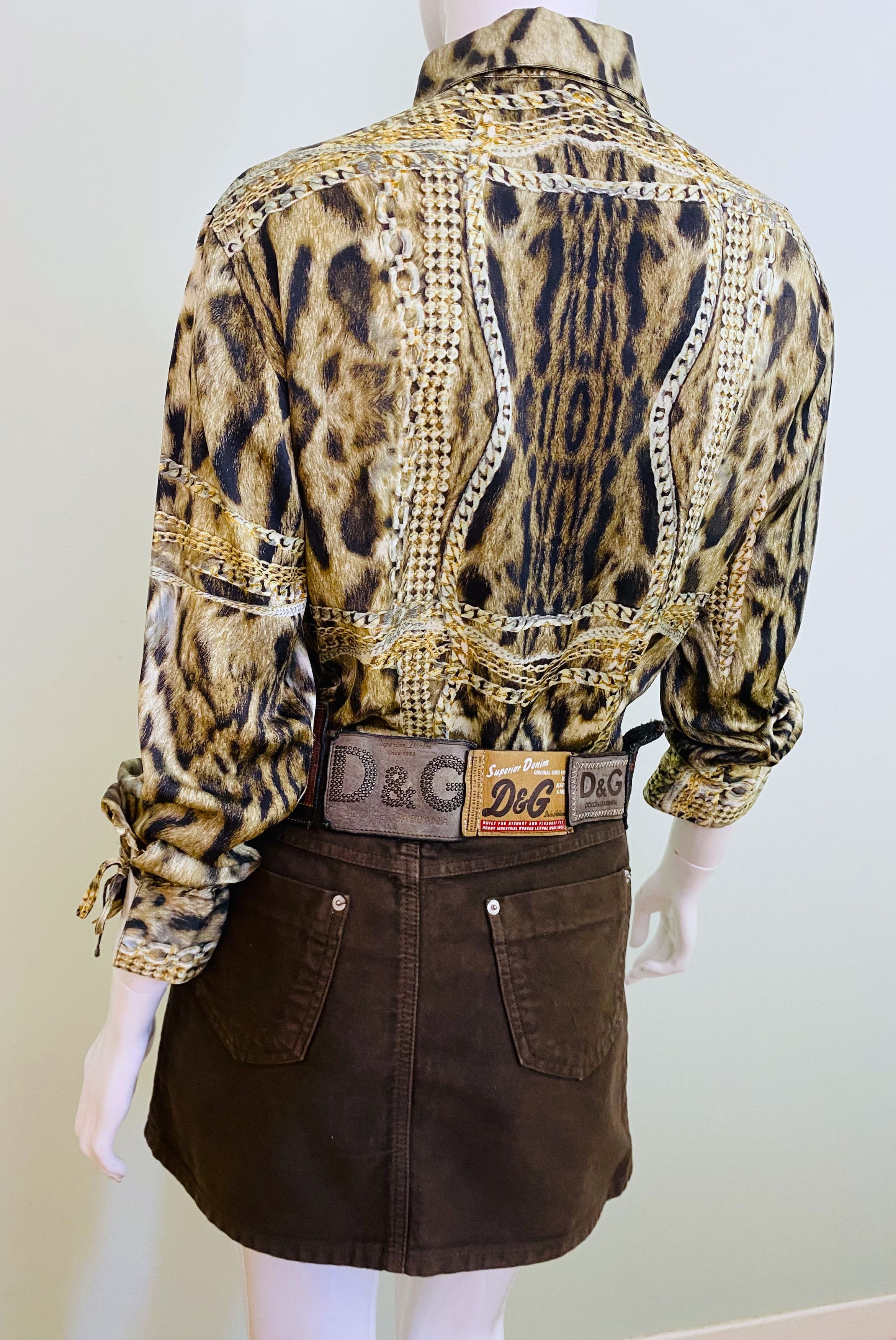 Roberto Cavalli Roberto Cavalli Silk Chain Leopard Lion Corset Top Shirt Size M / US 6-8 / IT 42-44 - 3 Thumbnail