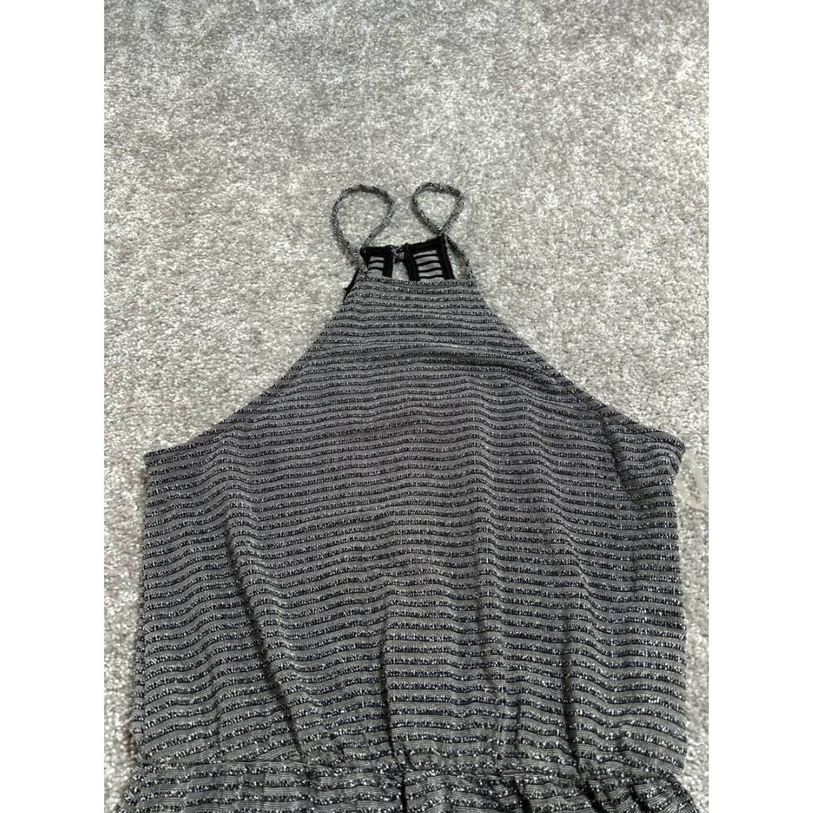 Vintage Everly Maxi Dress Women XS Gray Stripes Halter Dress Maxi Straps Stretch Casual Modern Size XS / US 0-2 / IT 36-38 - 3 Thumbnail