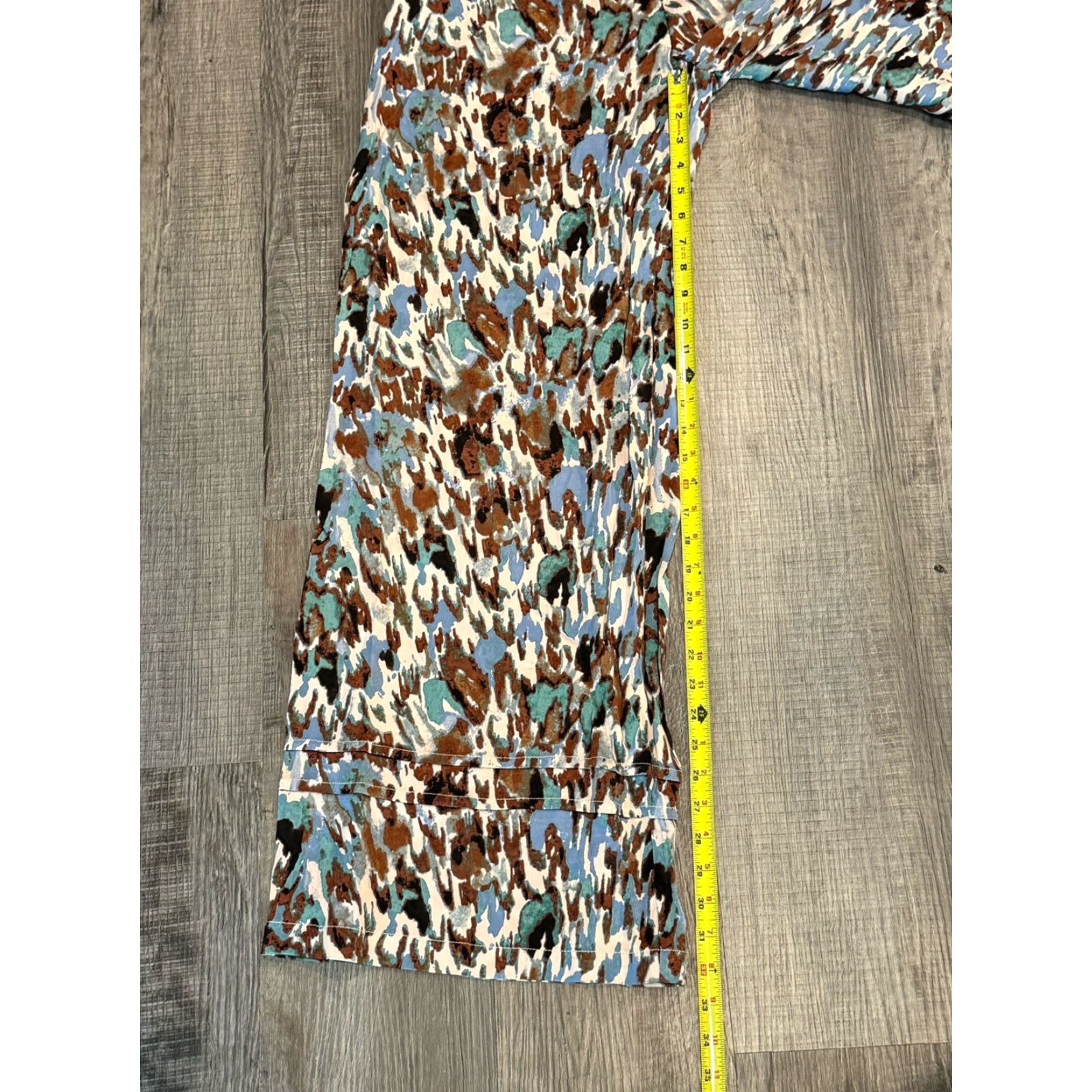 Anthropologie Anthropologie Jumpsuit Turquoise Abstract Print XS-Tall Multicolor V-Neck Short Sleeve Wide-Leg Pockets NWT Size 26" / US 2 / IT 38 - 7 Thumbnail