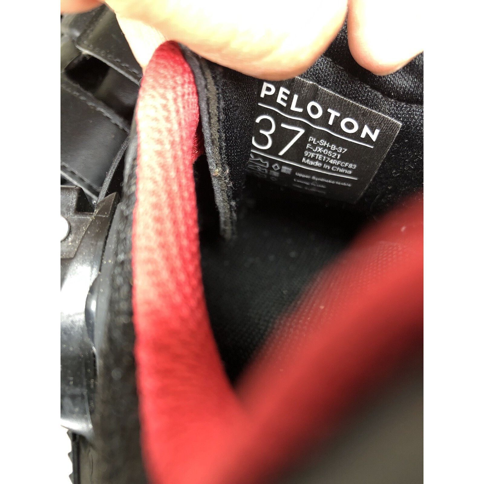 Other Peloton Cycling Shoes Black Leather Mesh White Red Strap Wom Size US 6.5 / IT 36.5 - 7 Thumbnail
