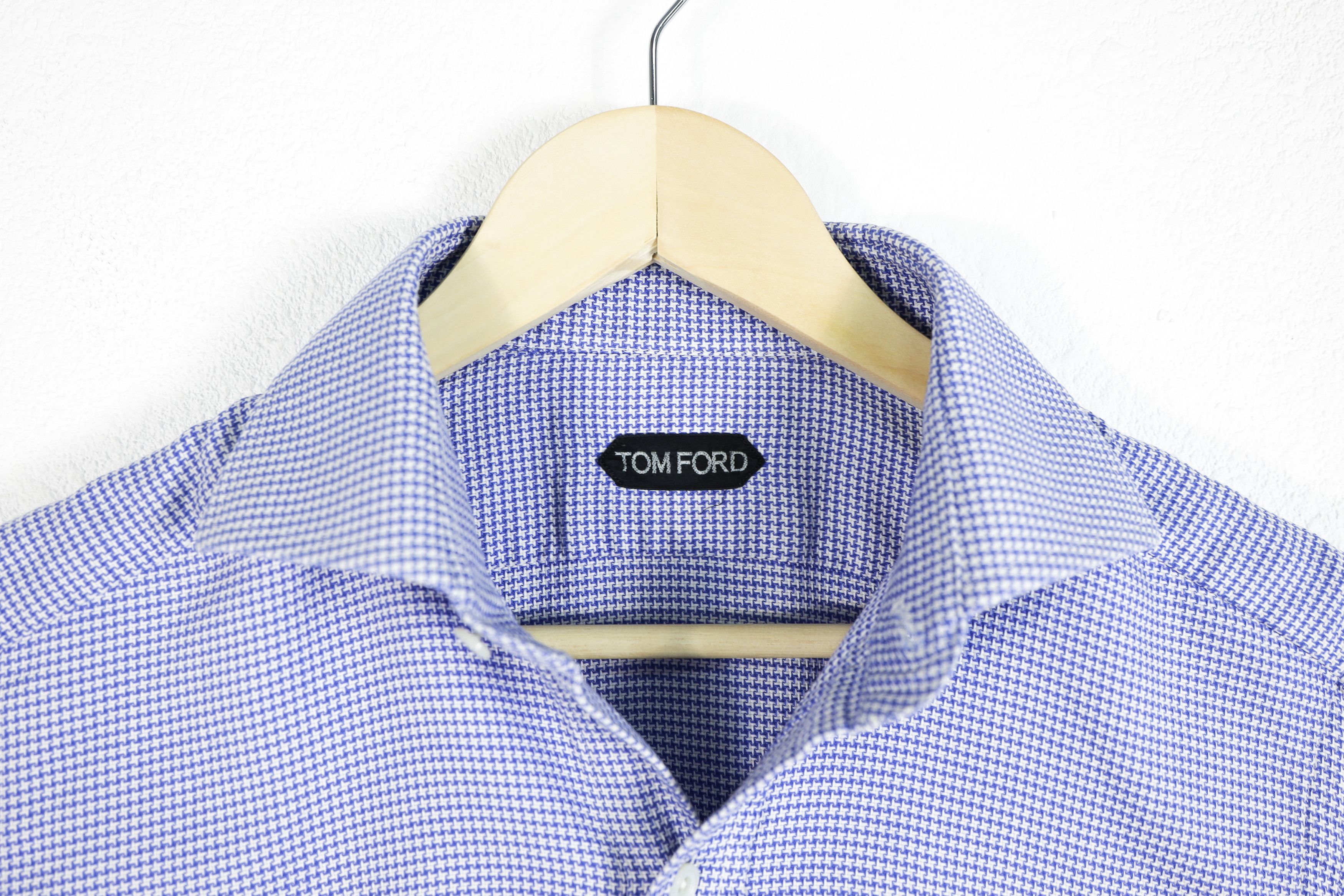 Tom Ford Tom Ford Blue White Knit Cotton Dress Formal Shirt 39 Size US M / EU 48-50 / 2 - 7 Thumbnail