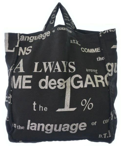 Comme des Garcons Tote Bag all-over pattern wool logo print Black x Silver Size ONE SIZE - 1 Thumbnail