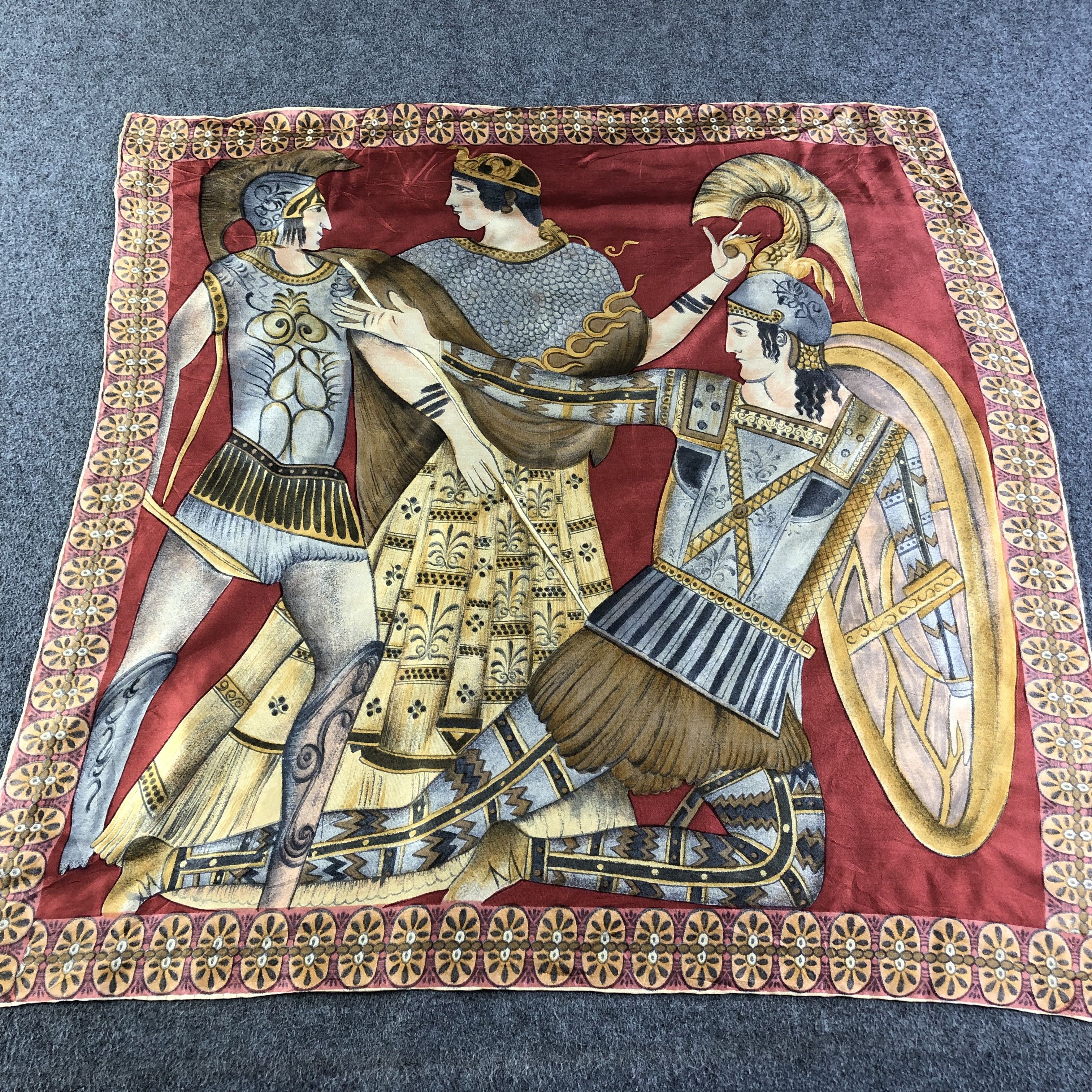 Greek Soldiers Hand Rolled Silk Scarf M449