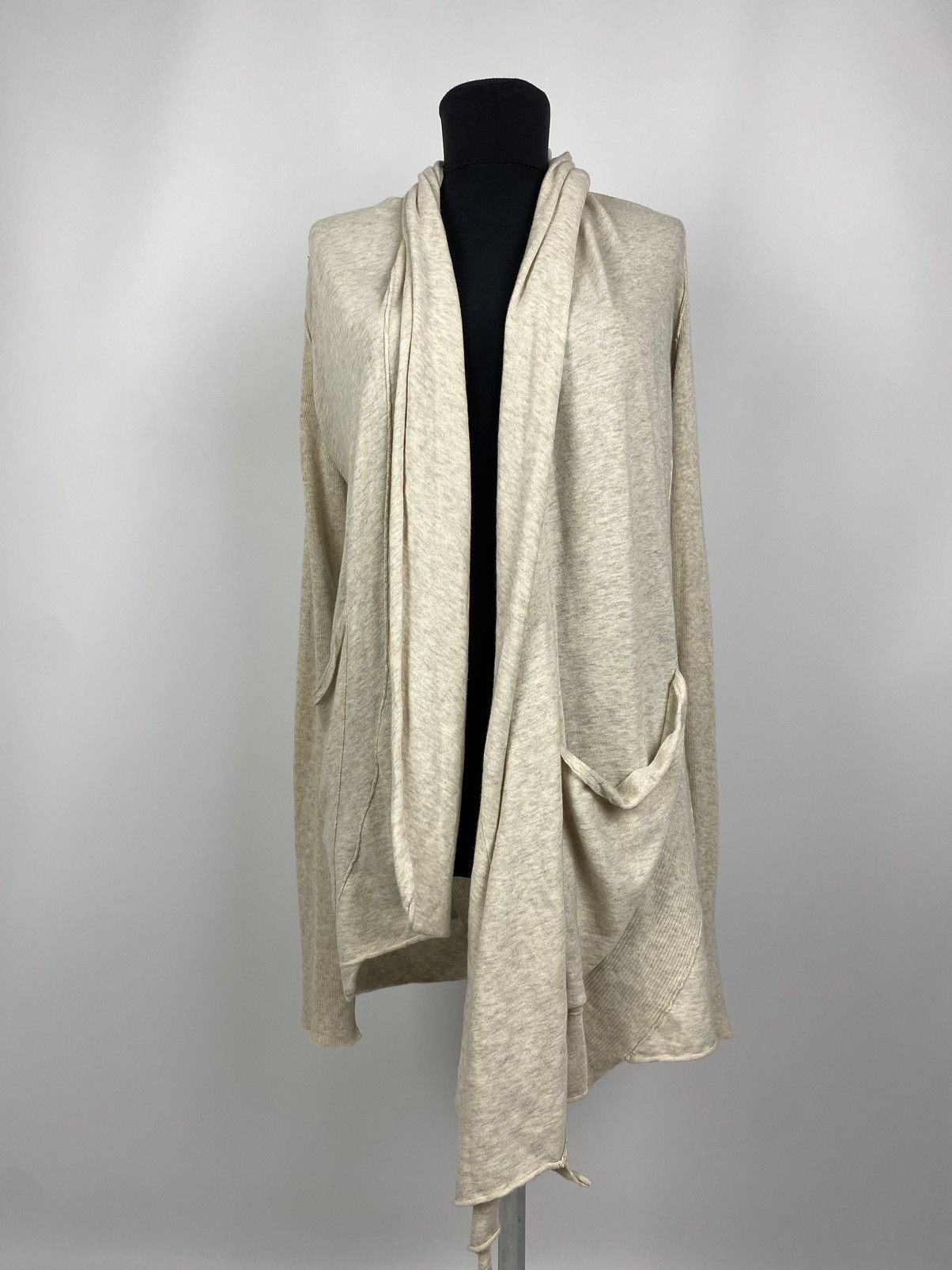 Allsaints Allsaints Cerulean Oatmeal Cotton Asymmetric Cardigan Size L / US 10 / IT 46 - 2 Thumbnail