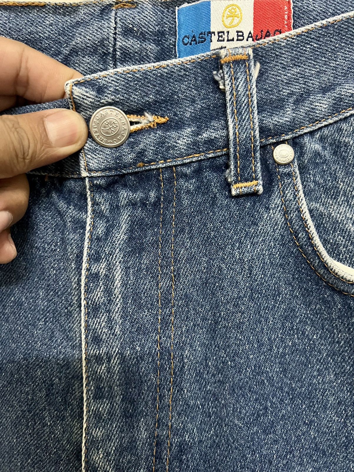 Jean Charles De Castelbajac × Le Grande Bleu (L.G.B.) × Vintage Vintage 90s Castelbajac Blue Wash Flared Jeans Size US 29 - 8 Thumbnail