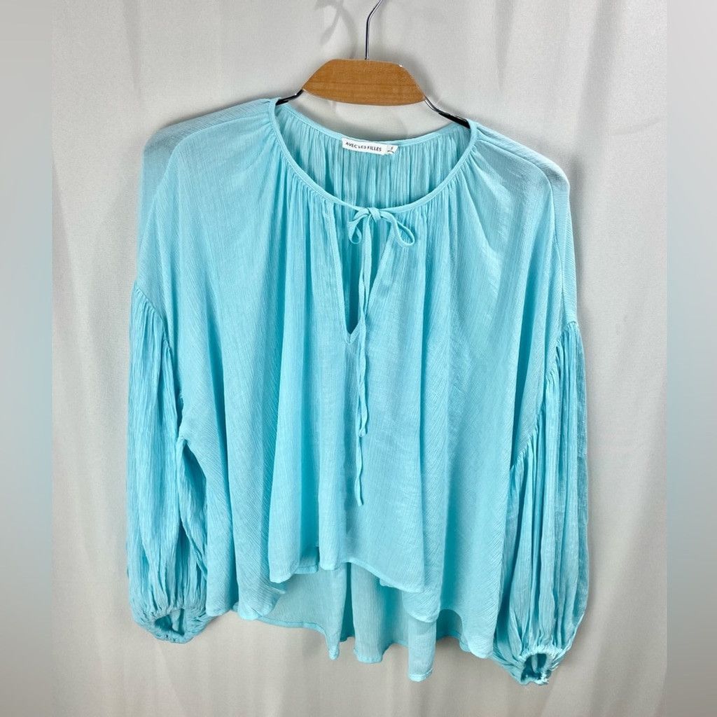 AVEC LES FILLES Avec Les Filles Torquoise Boho Style Blouse Size S Size S / US 4 / IT 40 - 3 Thumbnail
