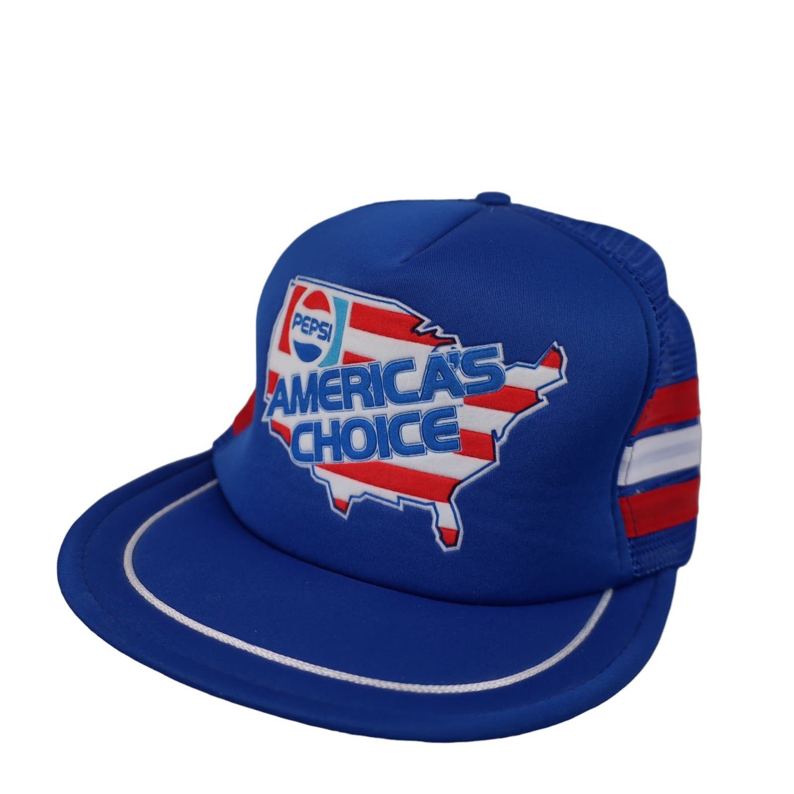 image of Pepsi American Choice 3 Stripe Tri Bar Trucker Hat in Blue, Men's
