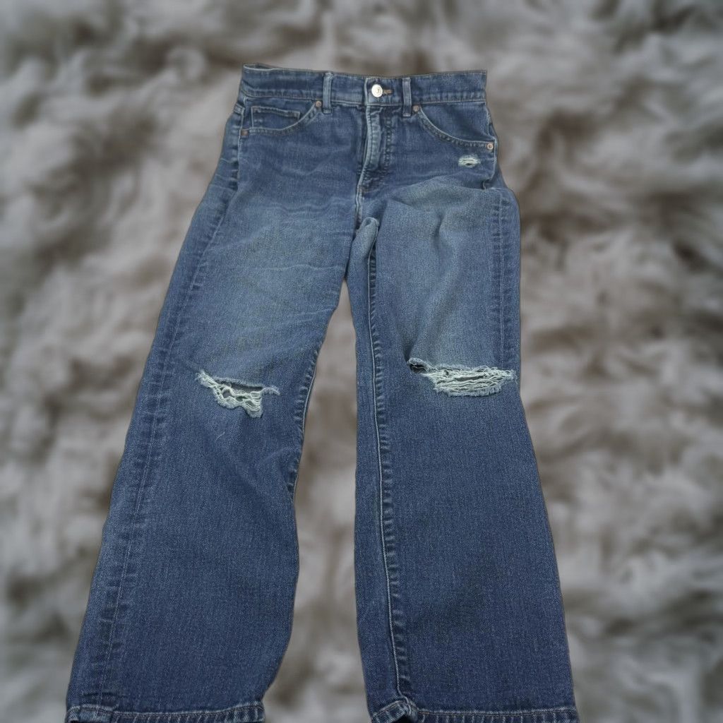Express Express Jeans Womens Slim Super High Rise Medium Wash 28x27 Denim Distressed Pockets Zip Floats Size 25" / US 0 / IT 36 - 1 Thumbnail